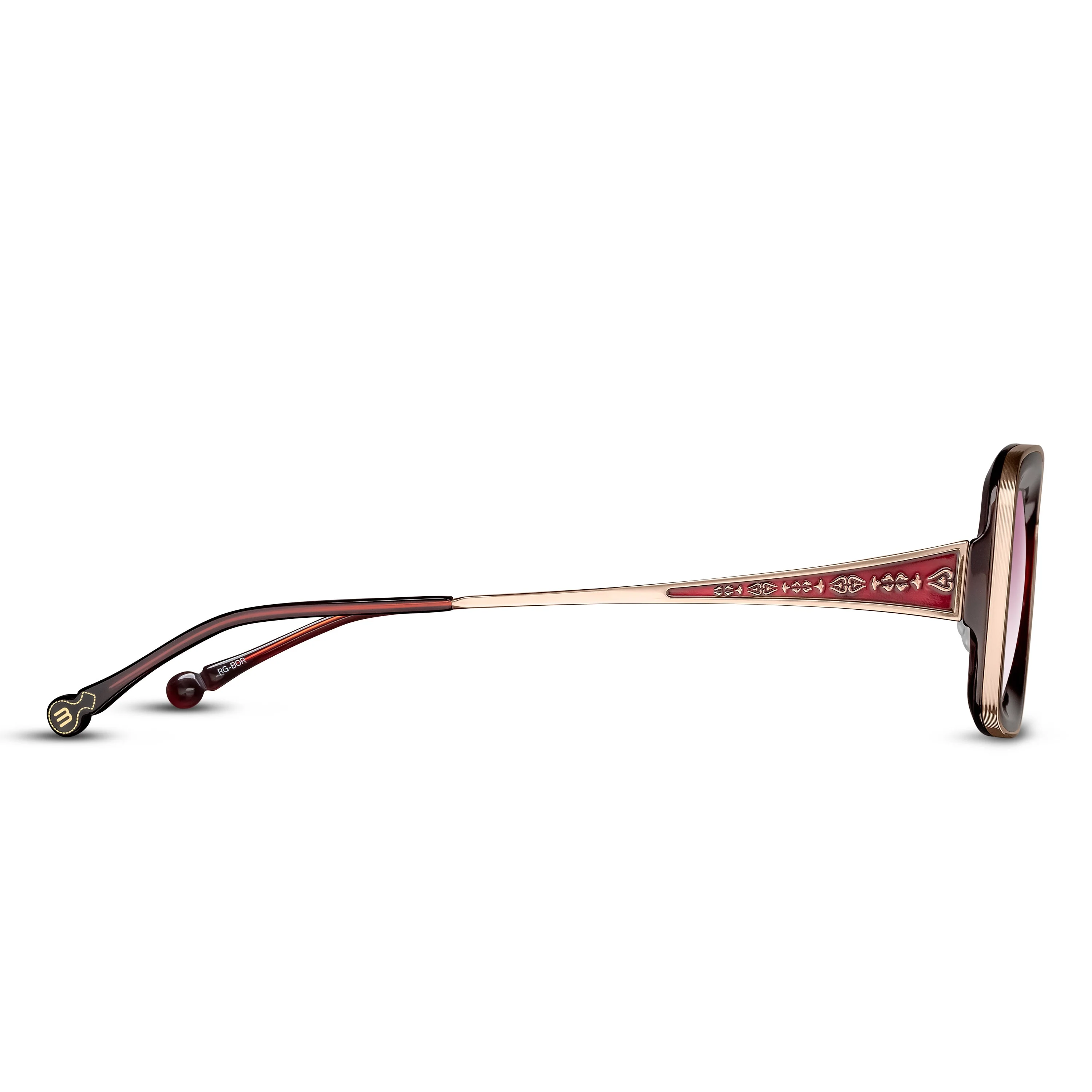 Unisex | M3124 Rectangle Sunglass | Rose Gold/Bordeaux | Pink Gradient Lens | 51MM - Image 2