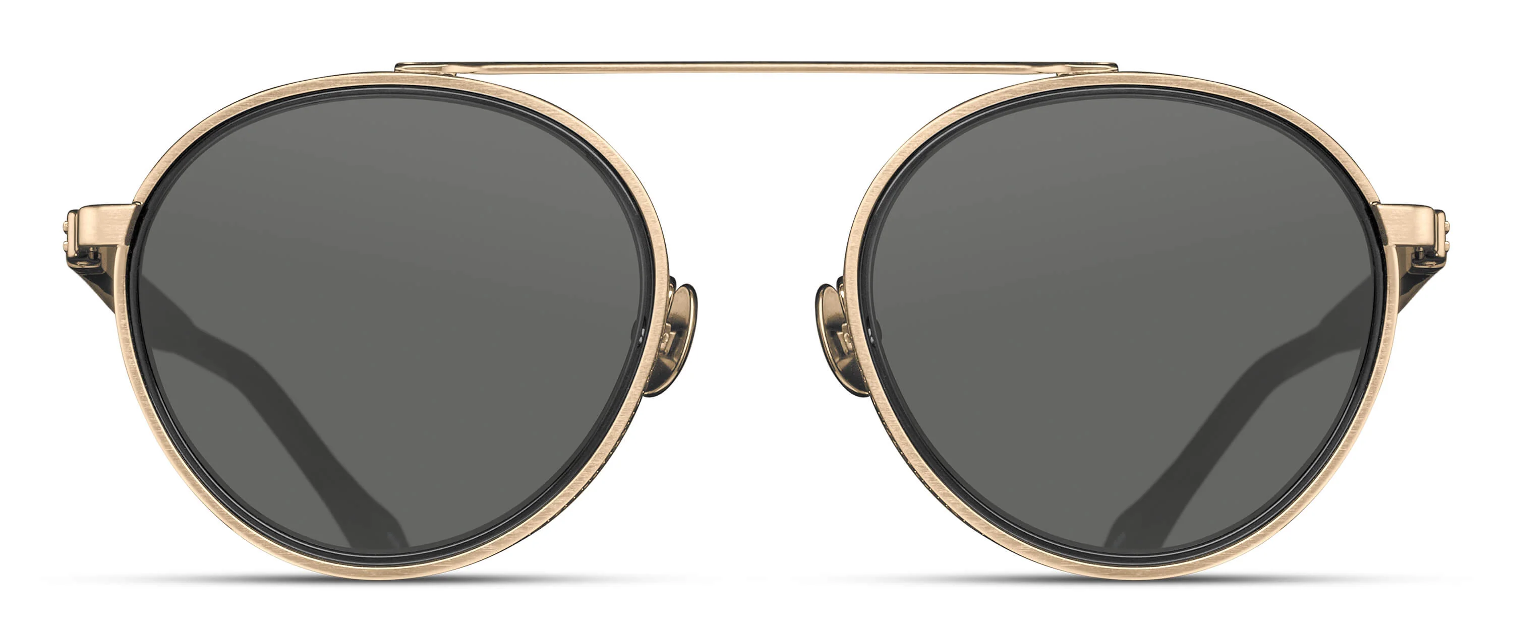 Unisex | M3125 Panto Sunglass | Brushed Gold/Black | Grey Lenses | 49MM