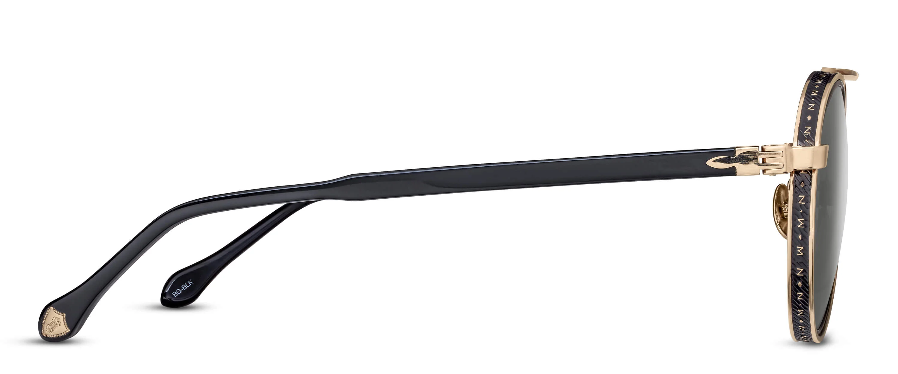 Unisex | M3125 Panto Sunglass | Brushed Gold/Black | Grey Lenses | 49MM - Image 2
