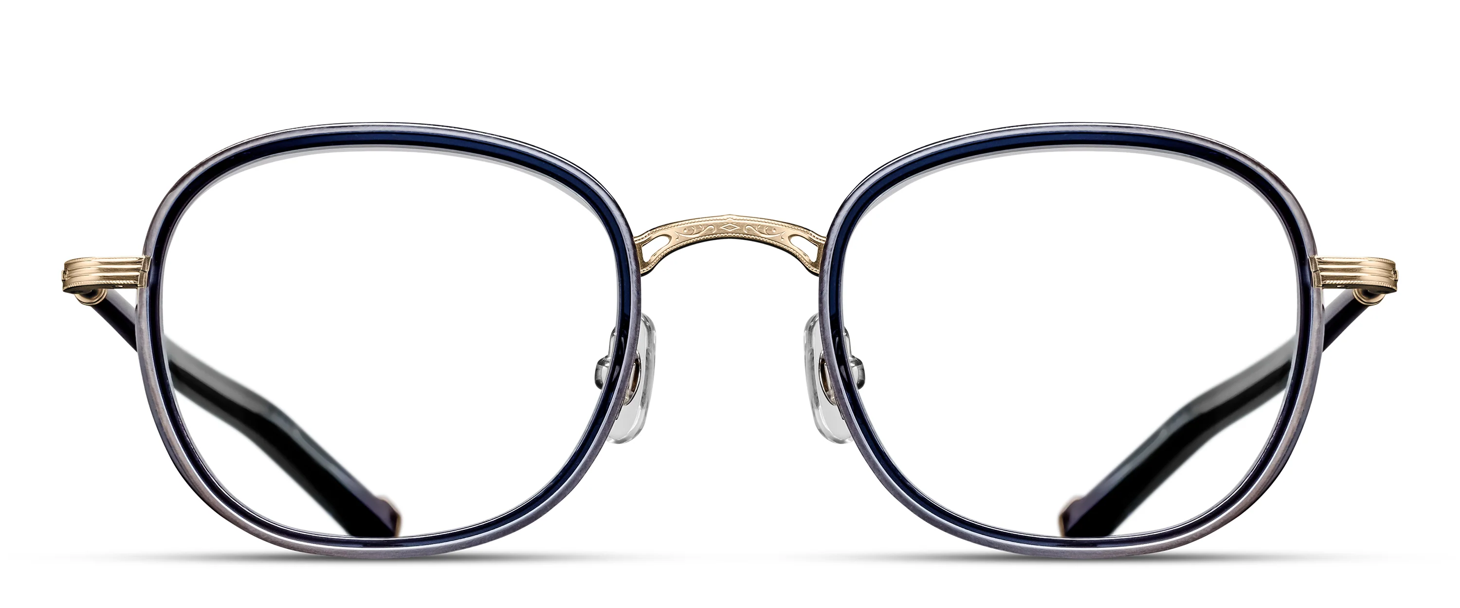 Unisex | M3126 Square Optical Glass | Brushed Gold/Dark Navy Crystal | Clear | 49MM
