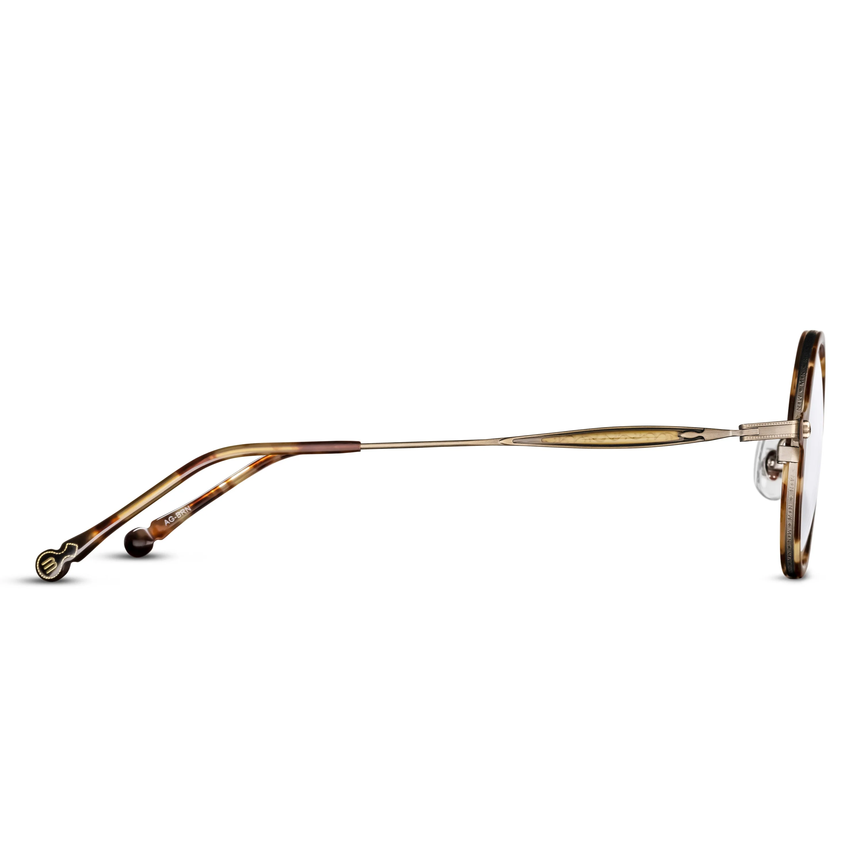Unisex | M3127 Round Optical | Antique Gold/Brown | Clear Lens | 43MM - Image 2