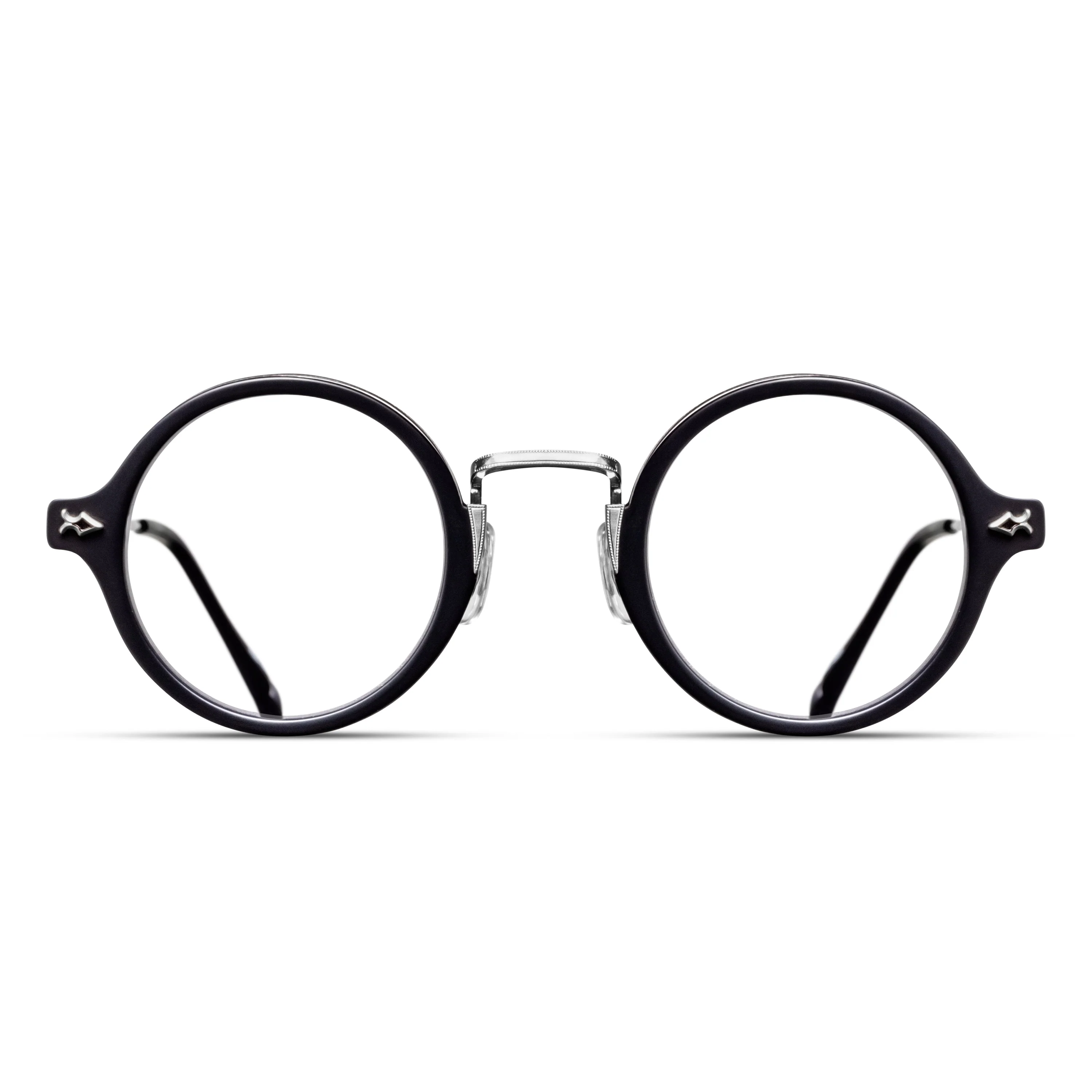 Unisex | M3127 Round Optical | Brushed Silver/Matte Black | Clear Lens | 43MM