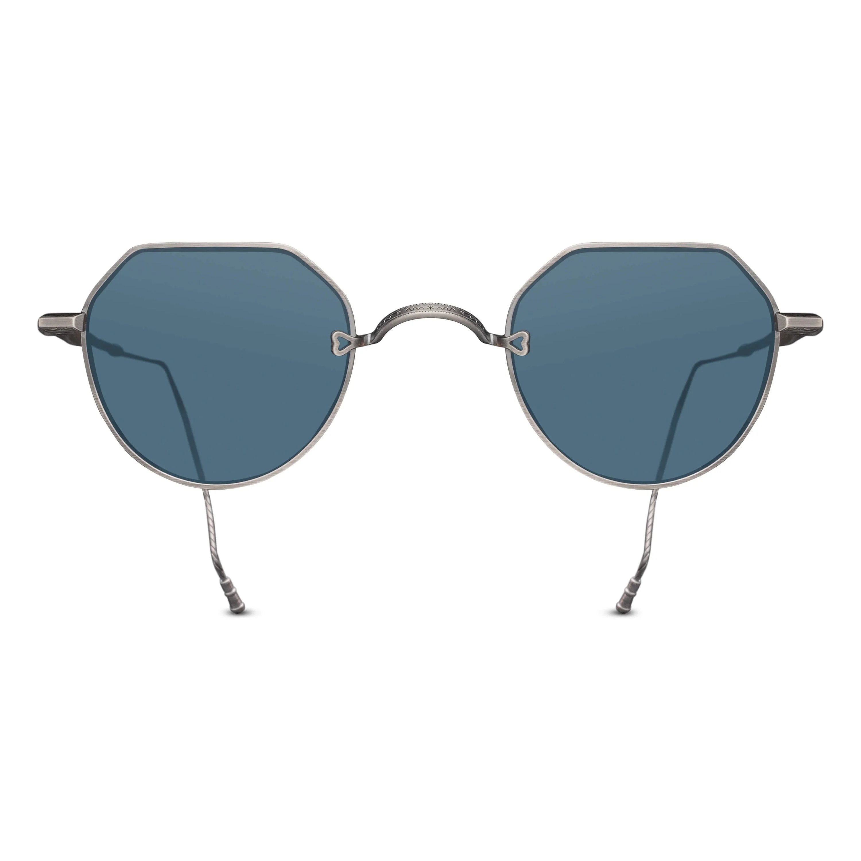 Unisex | M3132 Panto Sunglass | Antique Silver | Blue Grey Lens | 46MM