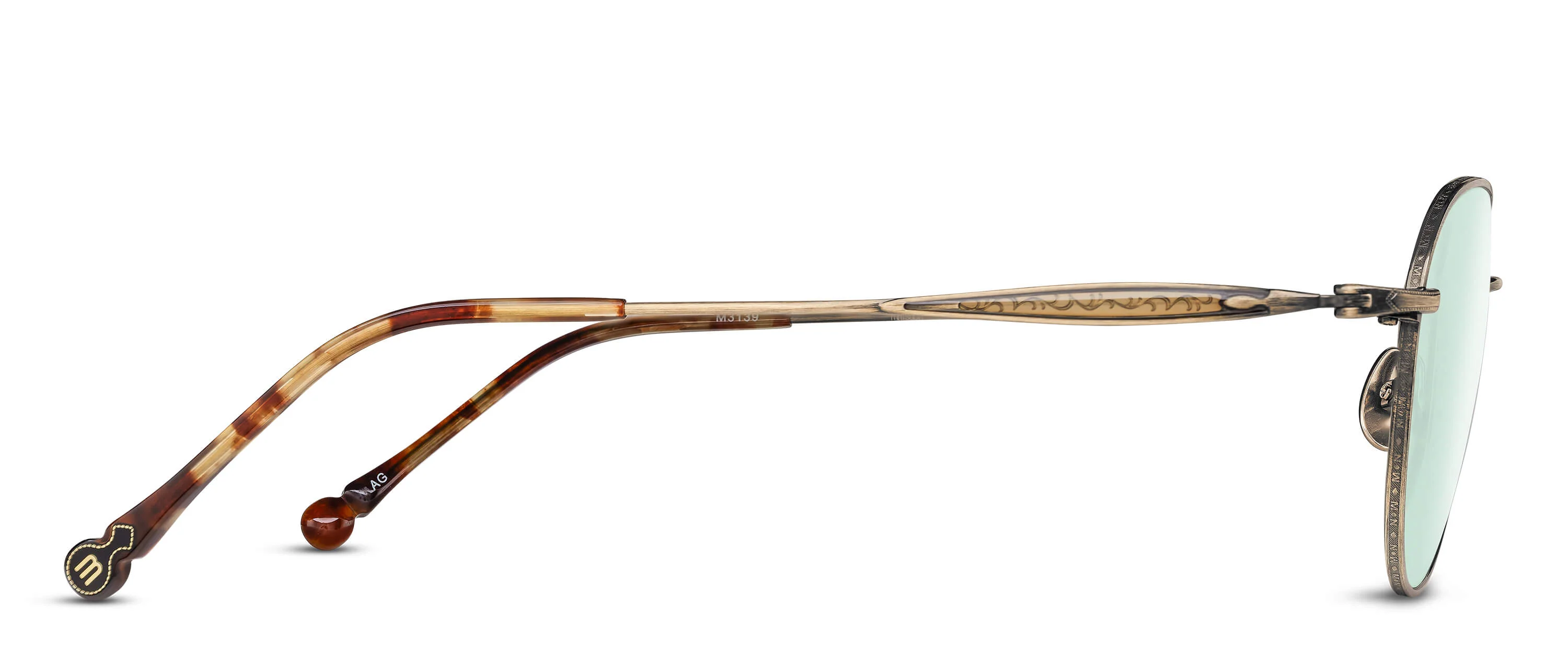 Unisex | M3139 Aviator Sunglass | Antique Gold | Cafe Green Lenses | 57MM - Image 2