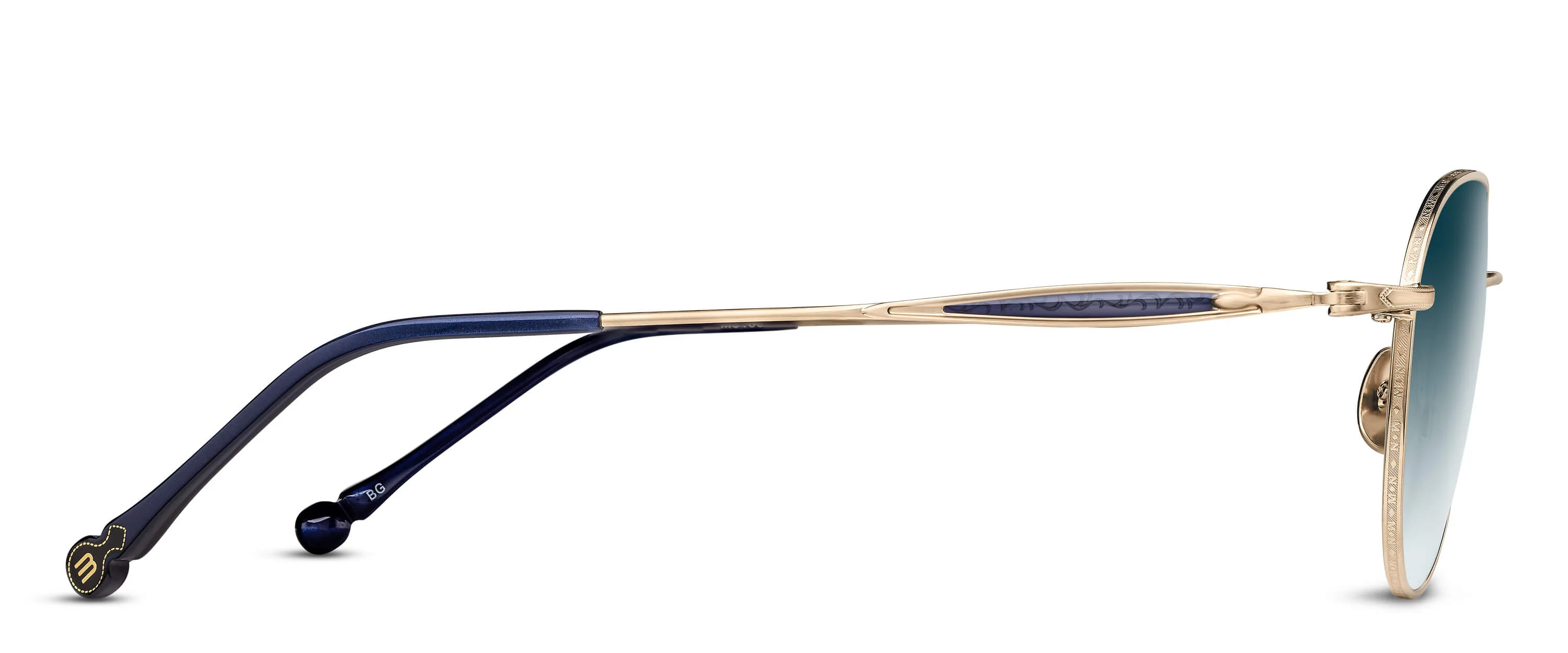 Unisex | M3139 Aviator Sunglass | Brushed Gold | Blue Gradient Lenses | 57MM - Image 2