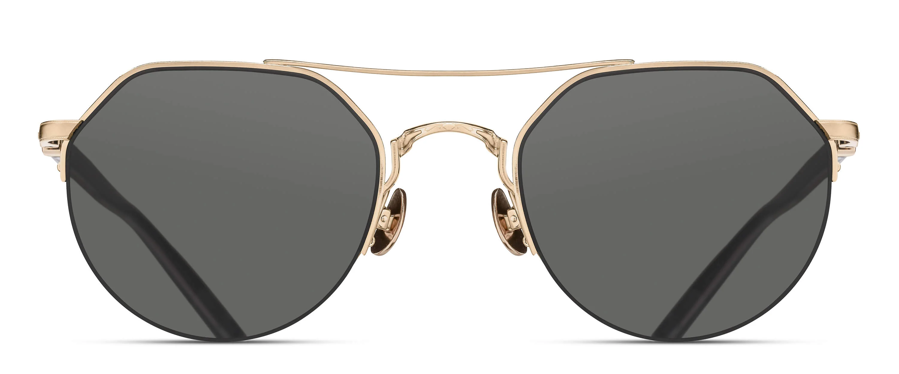 Unisex | M3141 Panto Sunglass | Brushed Gold | Grey Lenses | 50MM