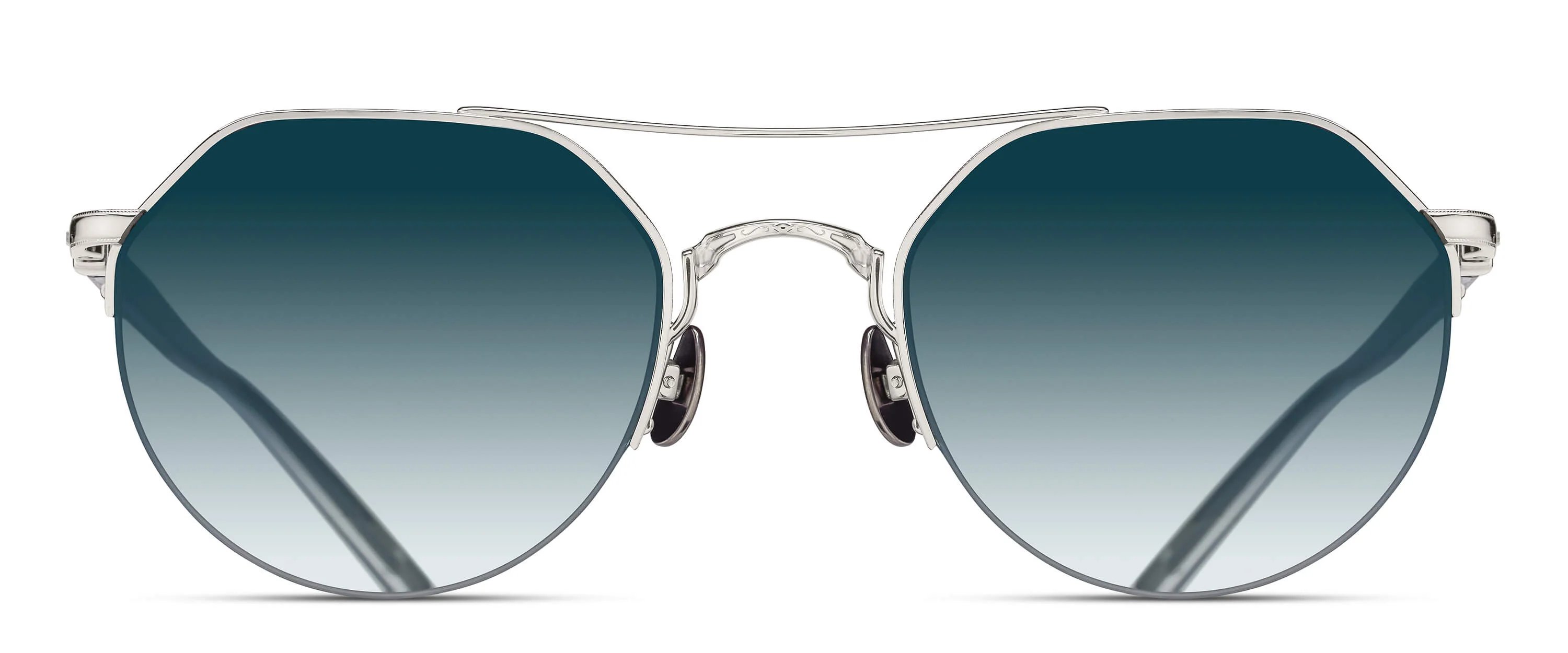 Unisex | M3141 Panto Sunglass | Palladium White | Blue Gradient Lenses | 50MM