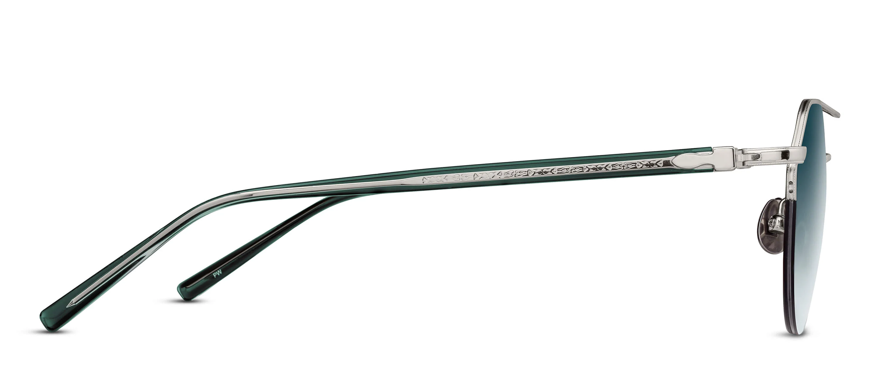 Unisex | M3141 Panto Sunglass | Palladium White | Blue Gradient Lenses | 50MM - Image 2