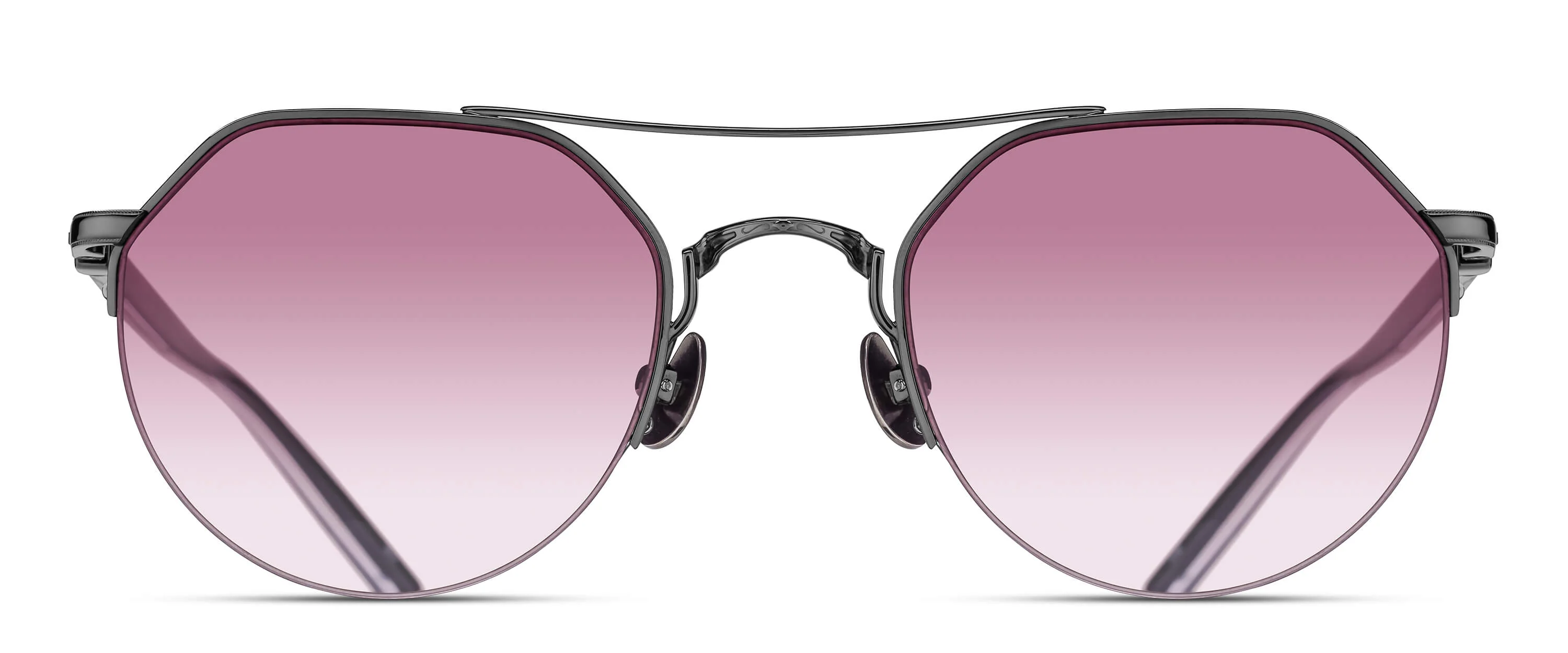 Unisex | M3141 Panto Sunglass | Ruthenium | Pink Gradient Lenses | 50MM