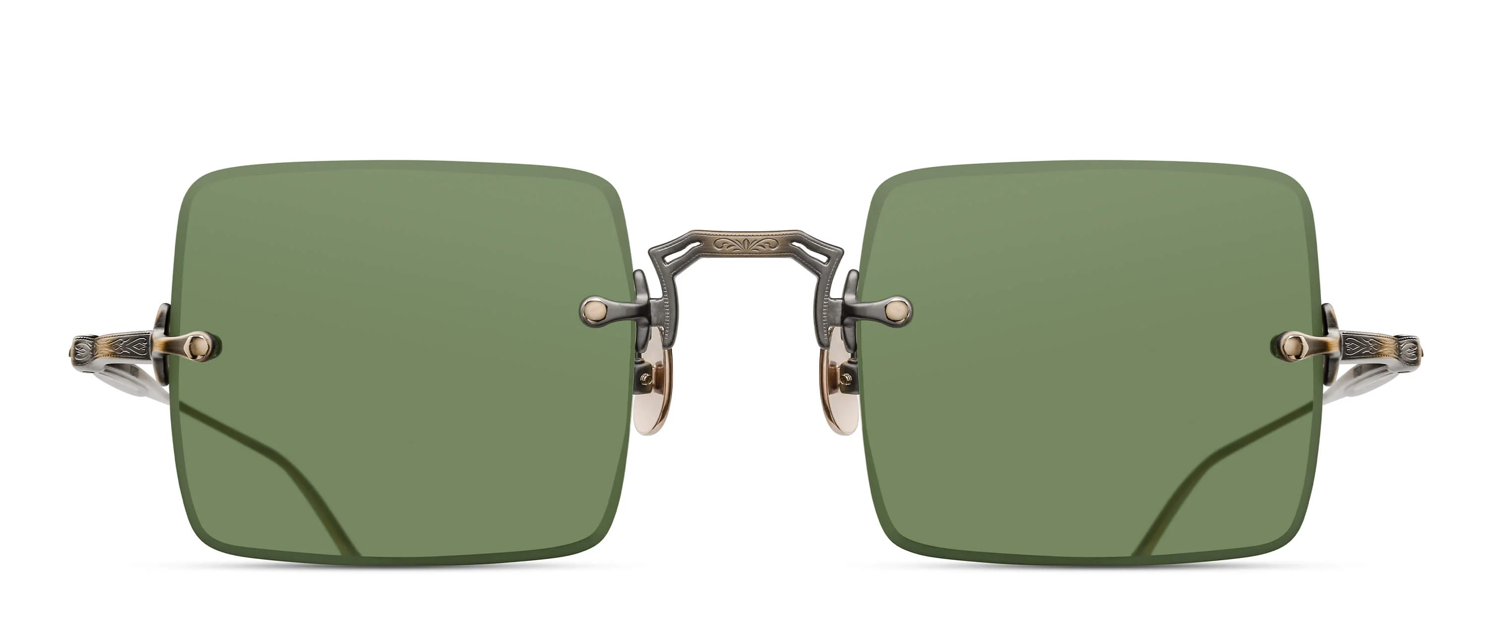 Unisex | M5001 Square Sunglass | Antique Gold | Sage Green Lenses | 46MM