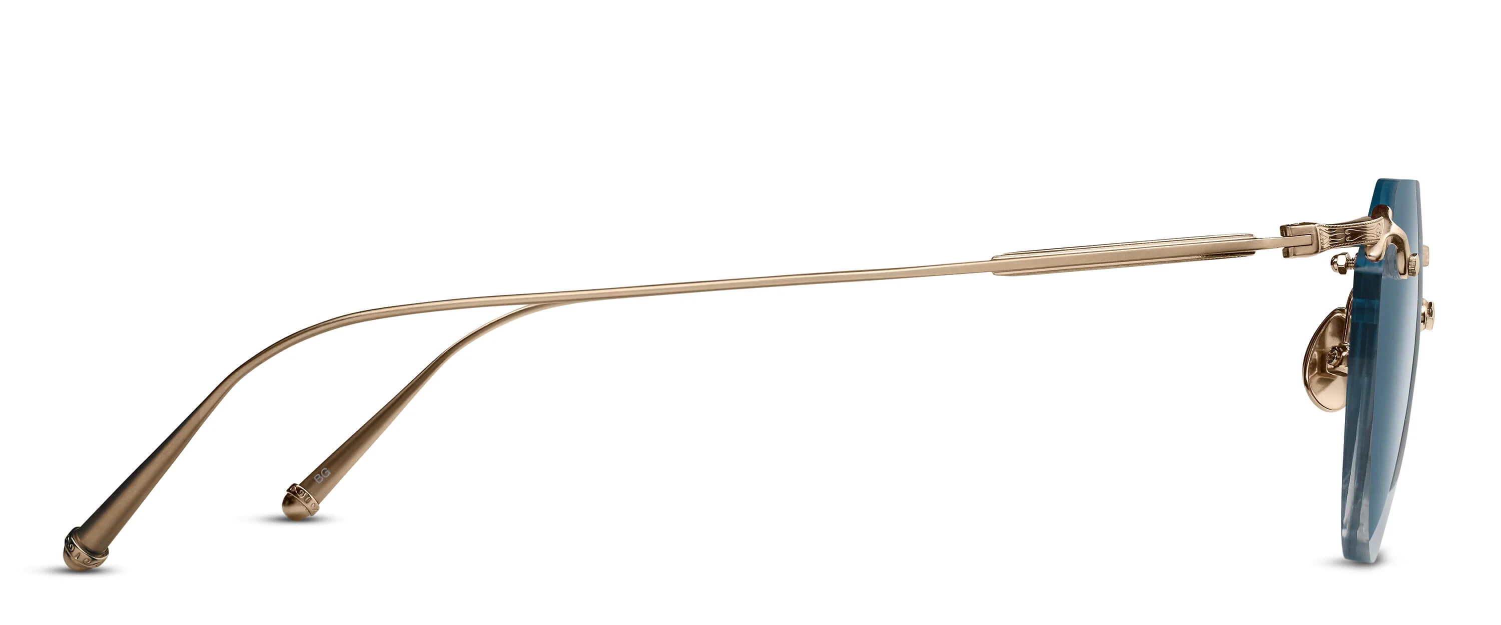 Unisex | M5001 Square Sunglass | Brushed Gold | Grey/Blue Grey Lenses | 46MM - Image 2