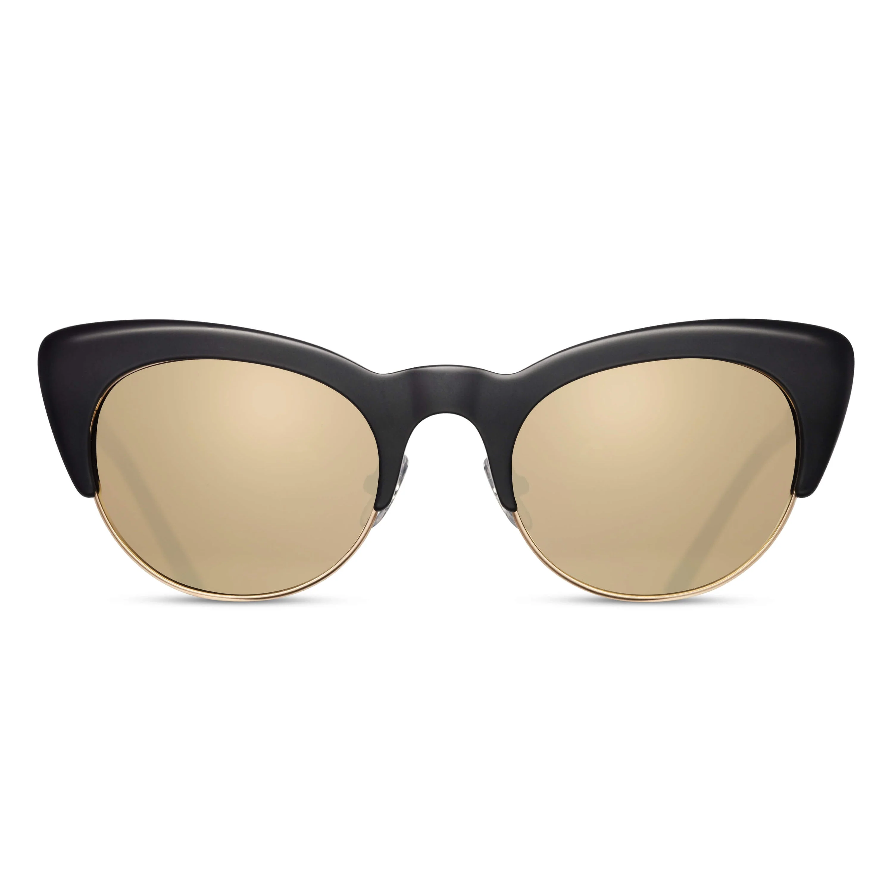 Womens | M2018 Cat Eye Sunglass | Matte Black | Gold Mirror Lens | 49MM
