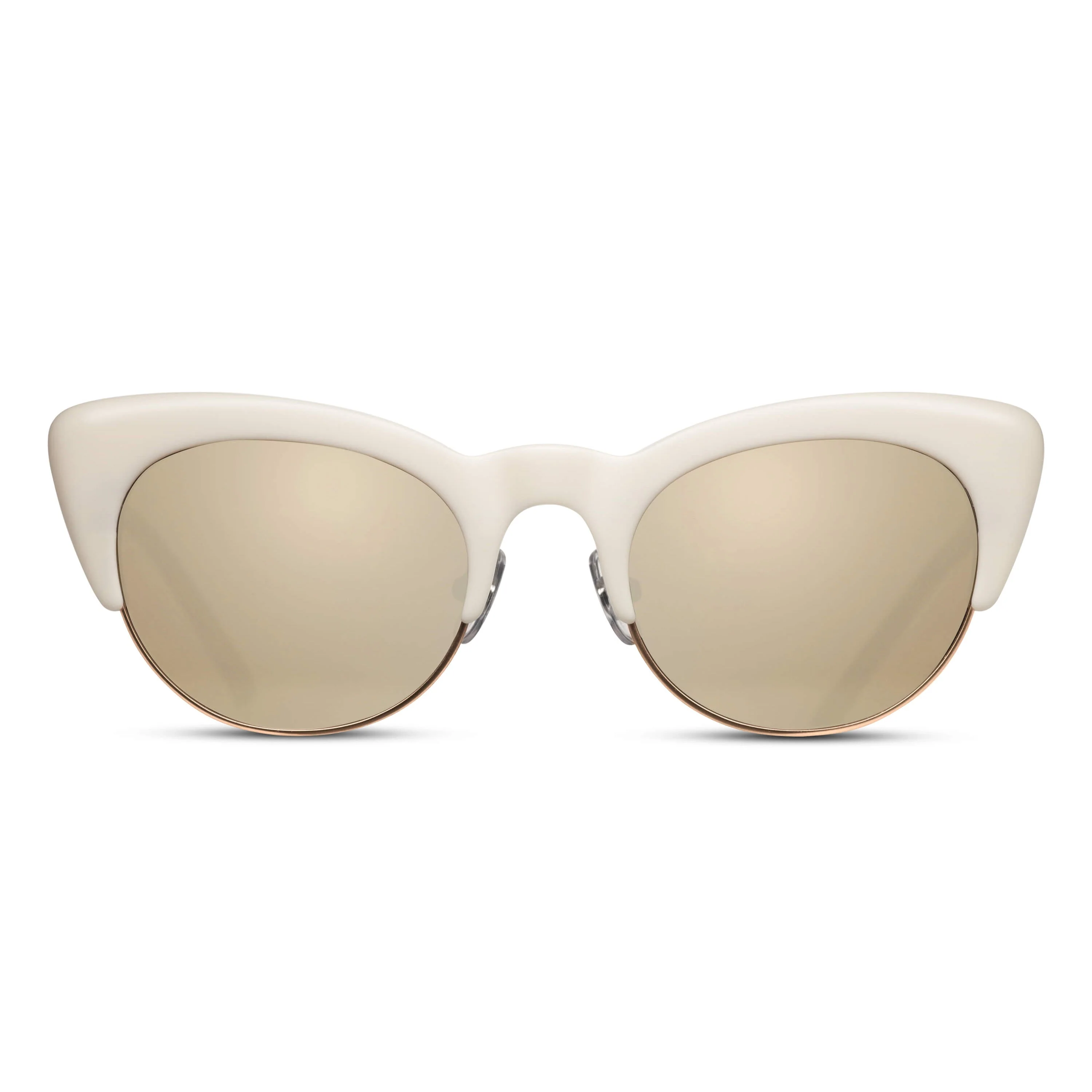 Womens | M2018 Cat Eye Sunglass | Matte Milk White | Gold Mirror Lens | 49MM