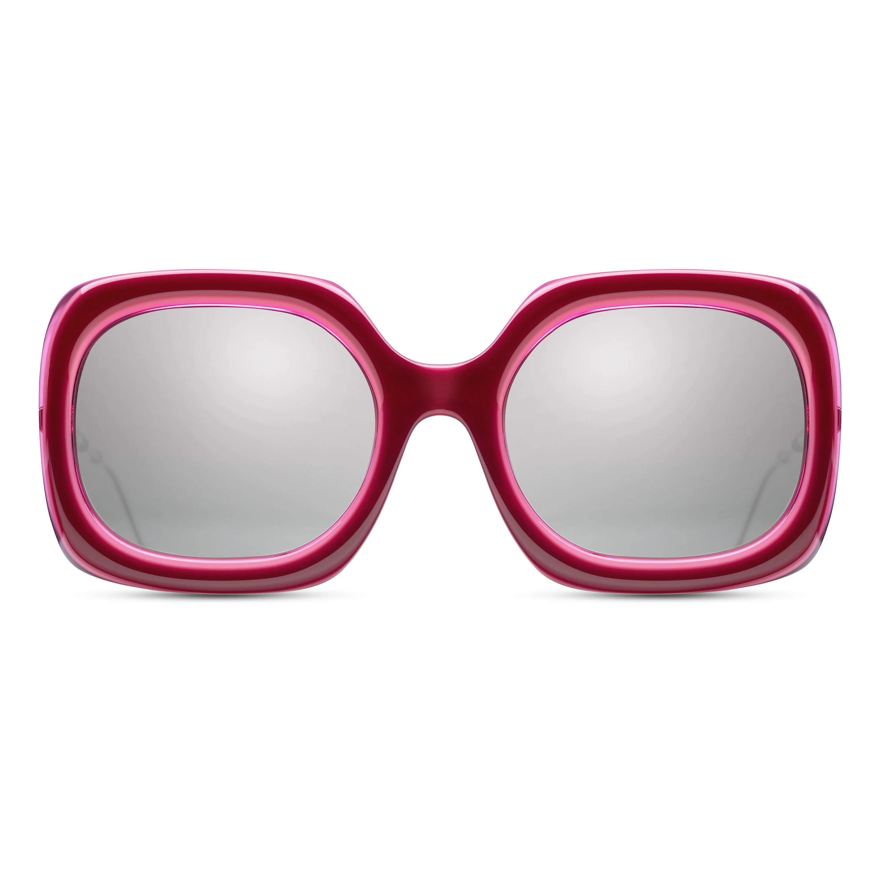 Womens | M2035 Square Sunglass | Deep Burgundy/Pink Crystal | Brown Gradient Silver Flash Lens | 53MM