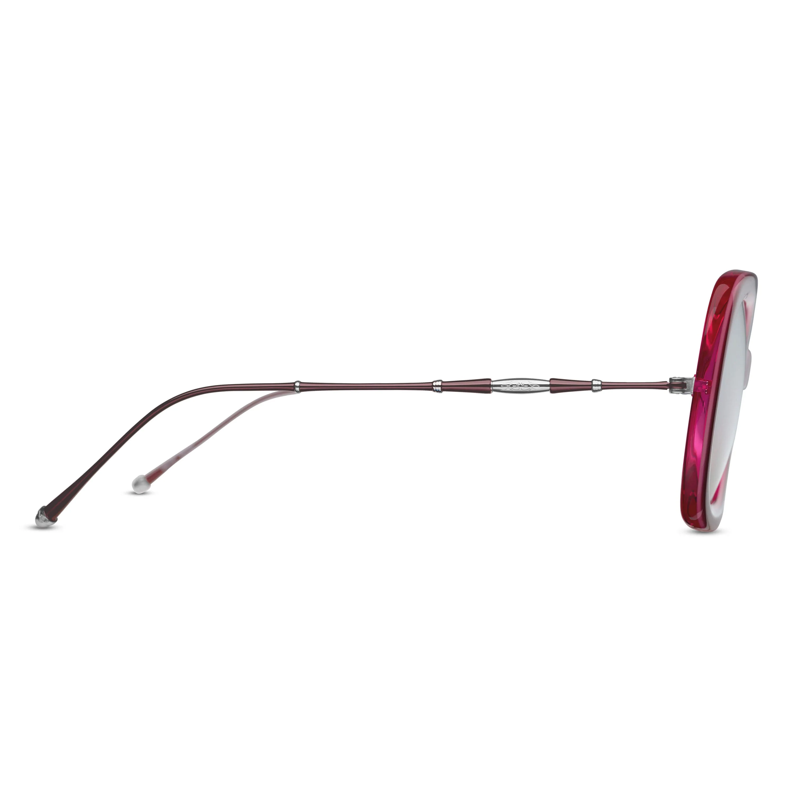 Womens | M2035 Square Sunglass | Deep Burgundy/Pink Crystal | Brown Gradient Silver Flash Lens | 53MM - Image 2
