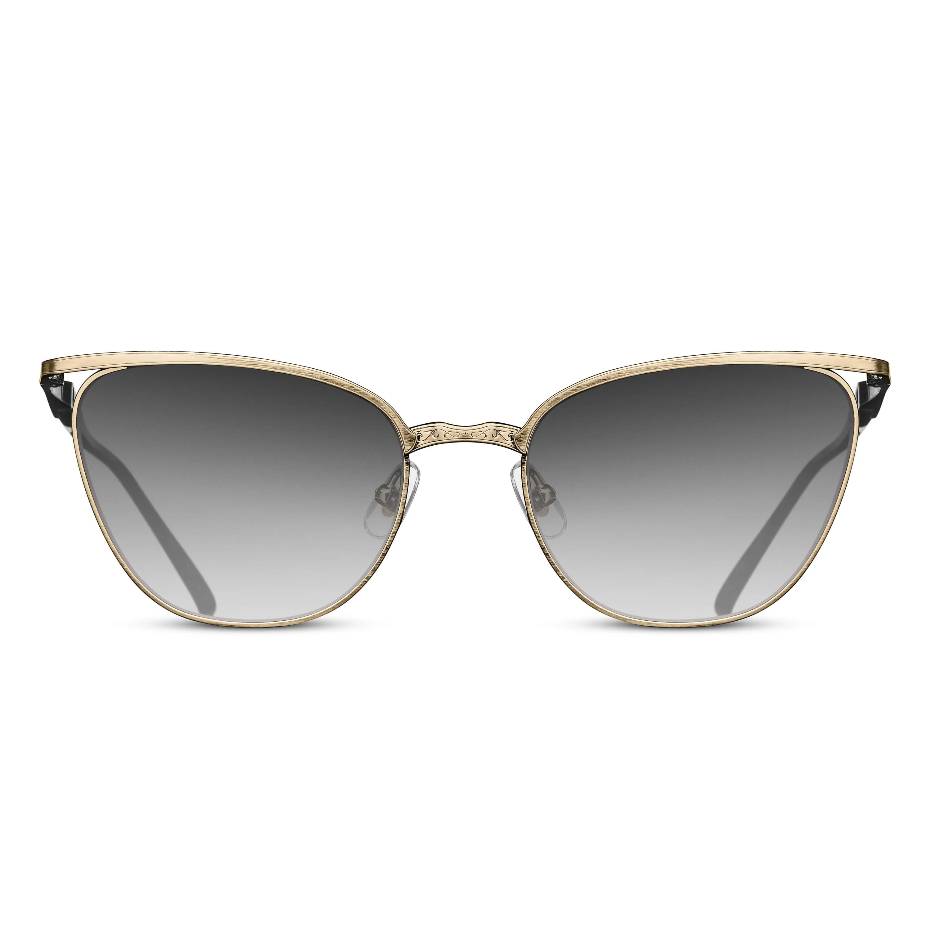 Womens | M3102 Cat Eye Sunglass | Brushed Gold/Black | Grey Gradient Lens | 56MM