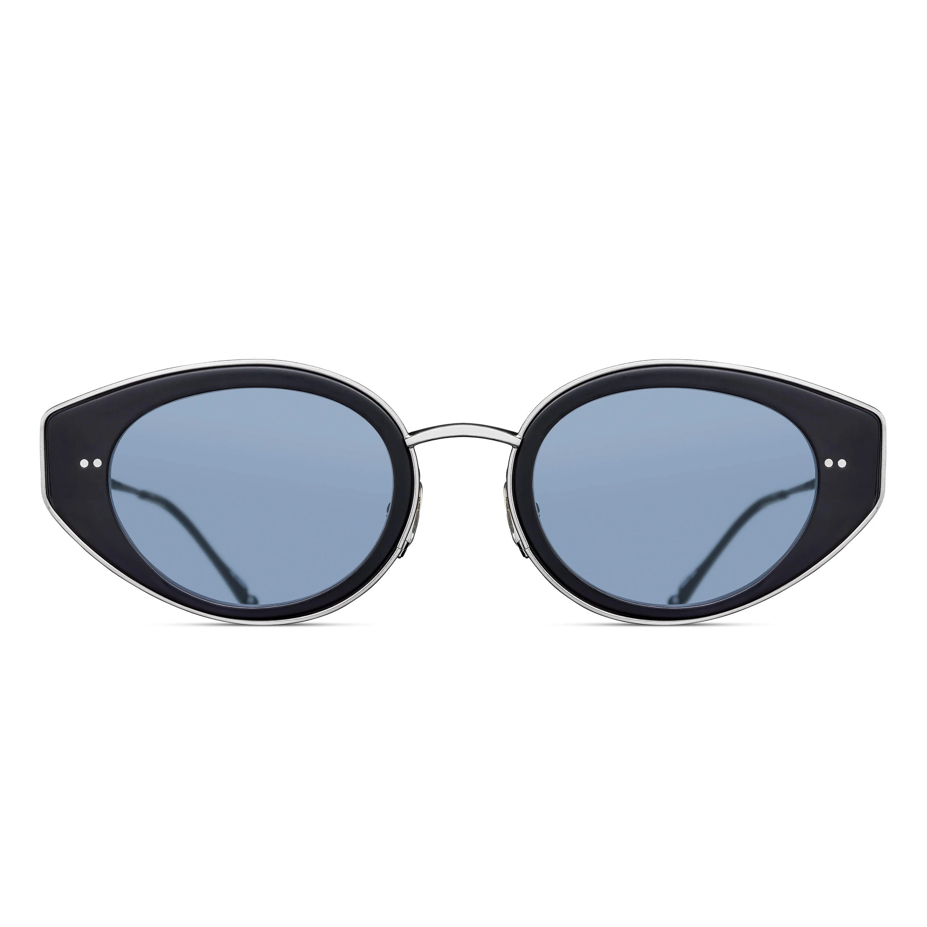 Womens | M3120 Cat Eye Sunglass | Matte Black/Brushed Silver | Cobalt Blue Lens | 52MM