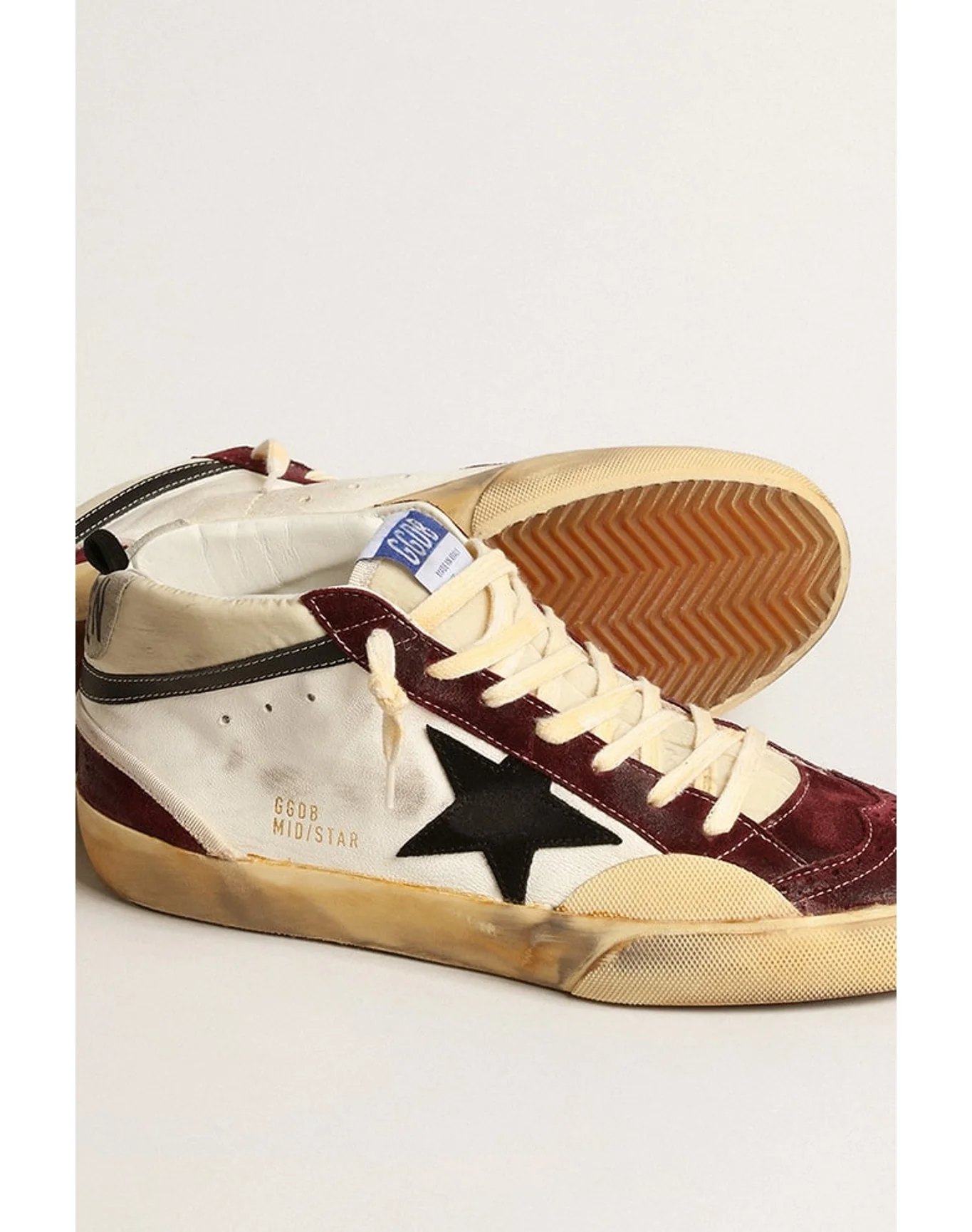 Men | Mid Star Nappa with Suede Star & Inserts | Cream x Wine Red x Black (V2)