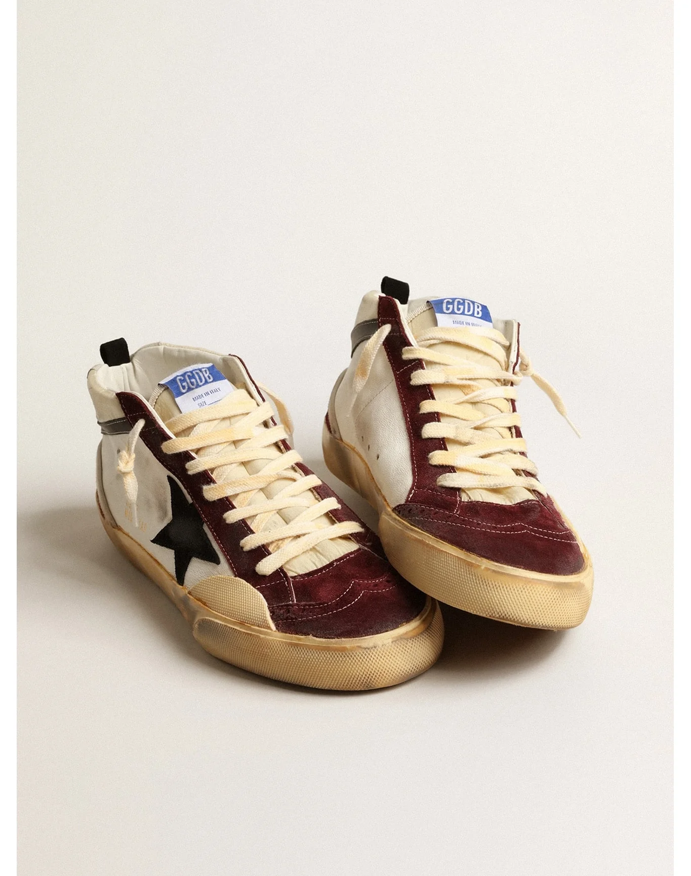 Men | Mid Star Nappa with Suede Star & Inserts | Cream x Wine Red x Black (V2) - Image 4