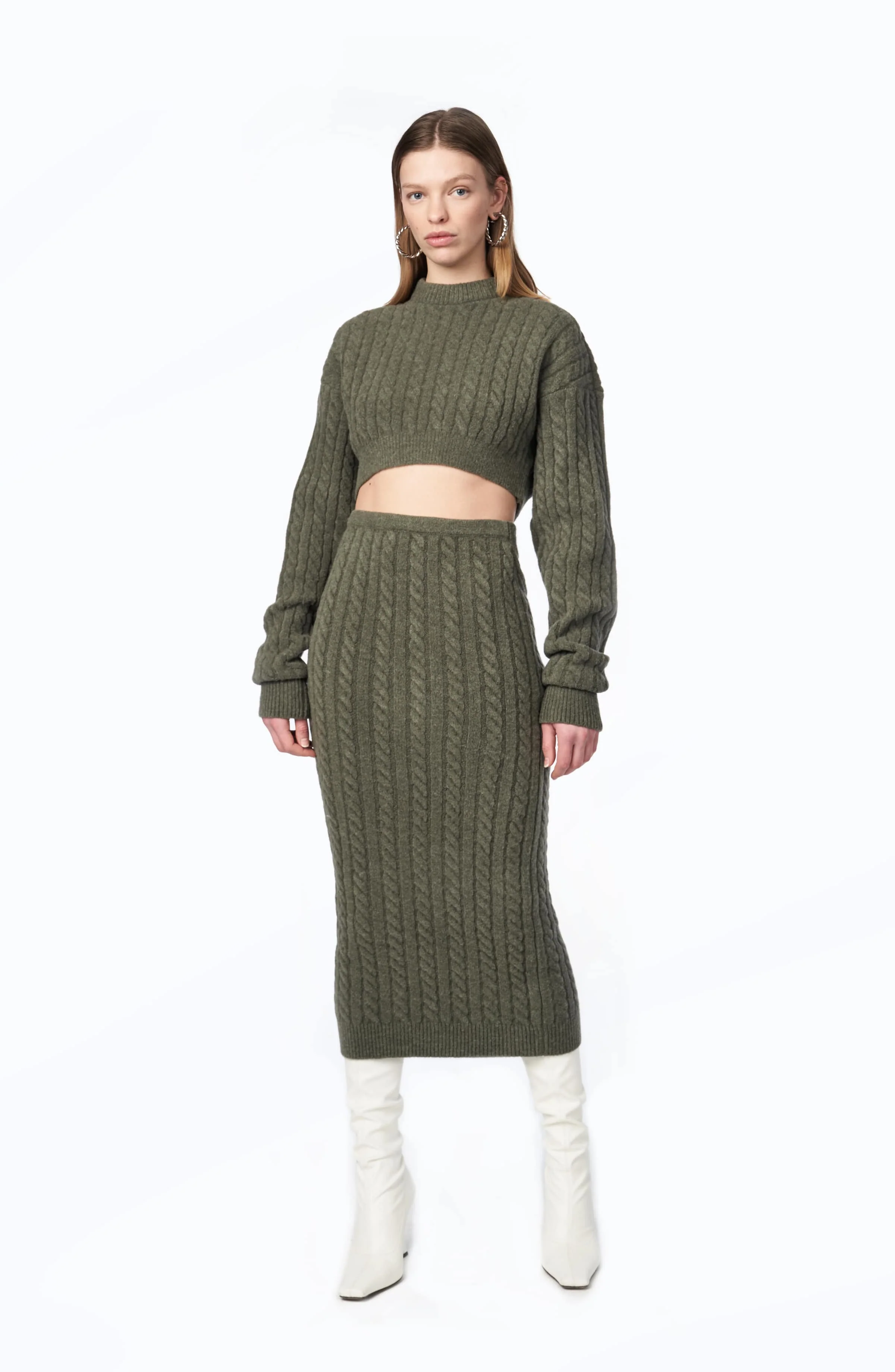 Dava Knit Skirt | Grey/Green