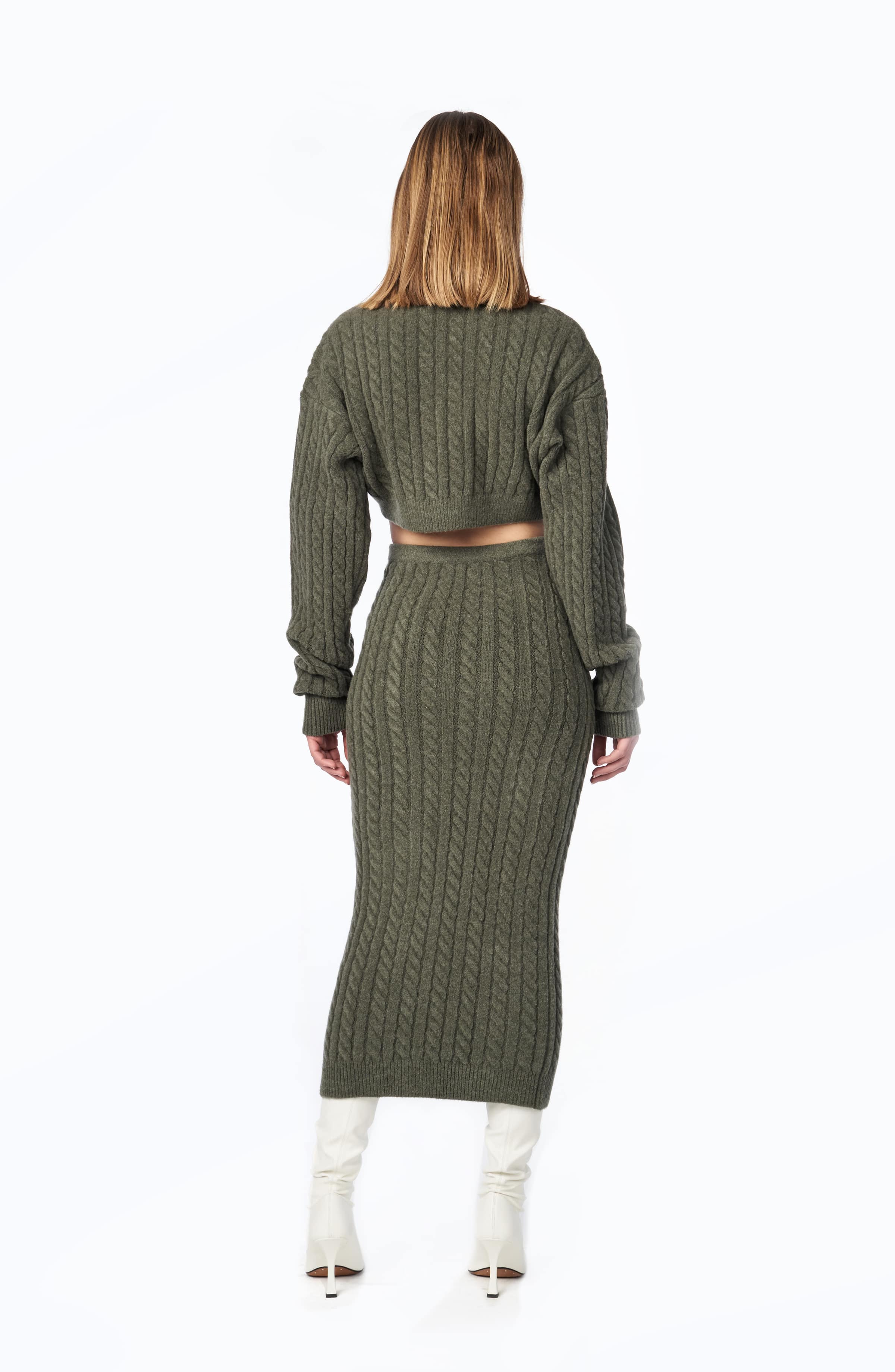 Dava Knit Skirt | Grey/Green - Image 2
