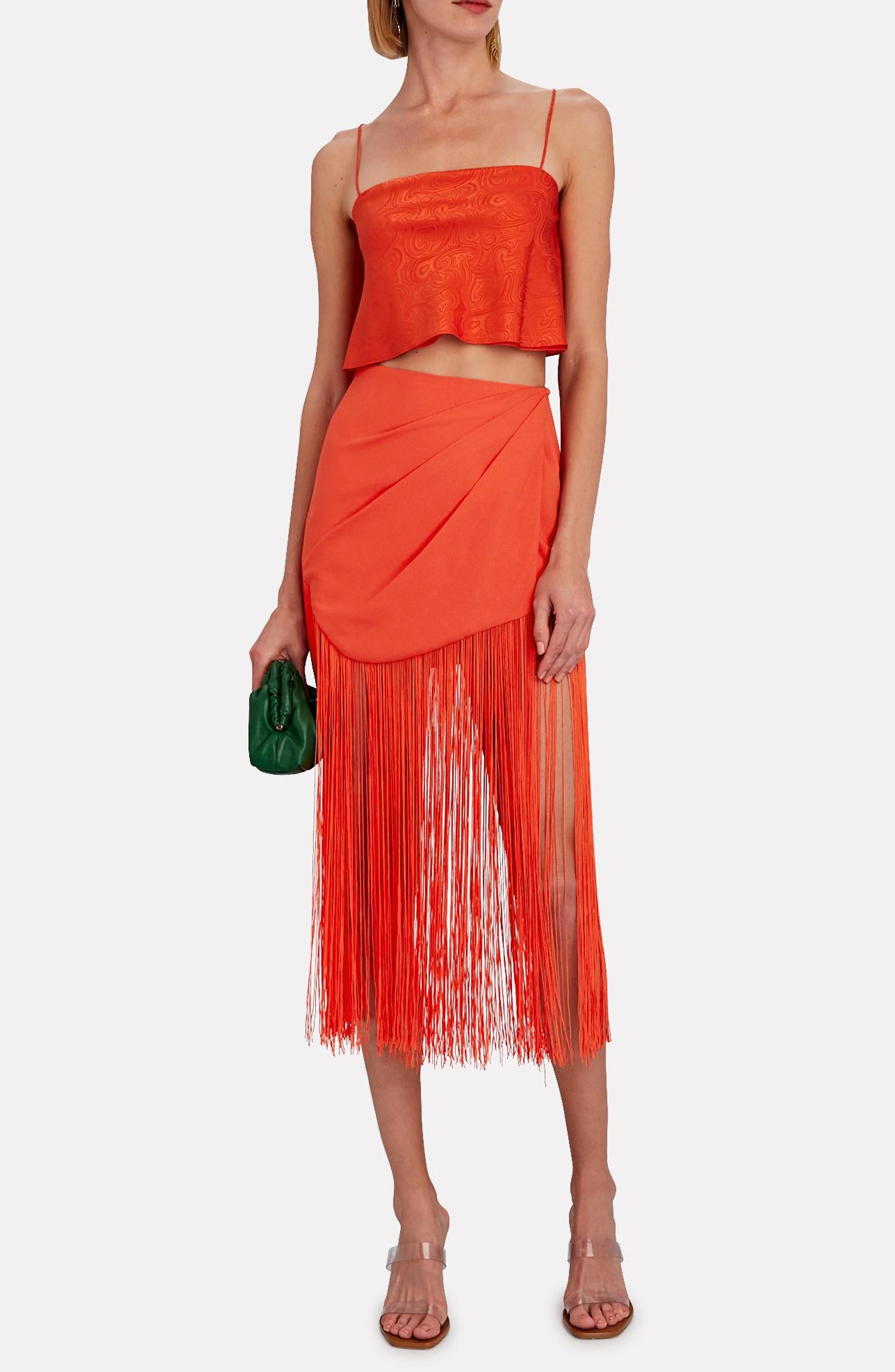 Dinamara Fringe Skirt | Tangerine