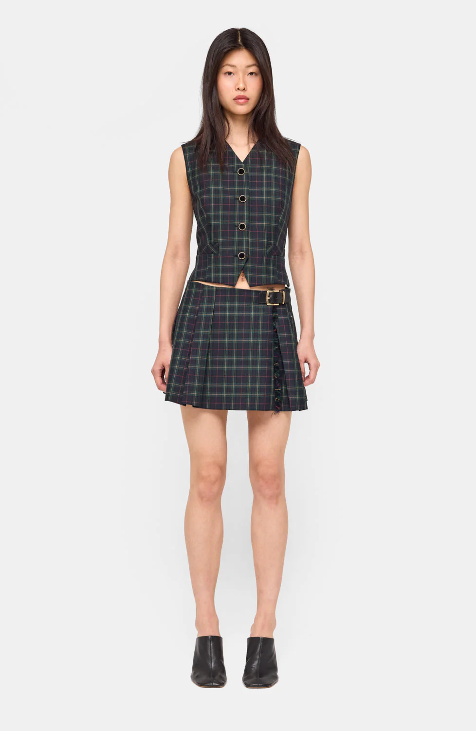 Tana Skirt | Navy/Green Plaid - Image 3