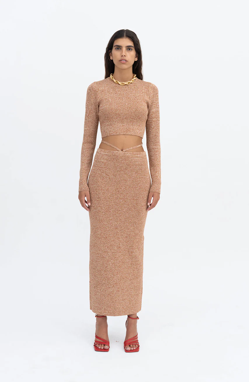 Theda Knit Skirt | Marled Biscotti