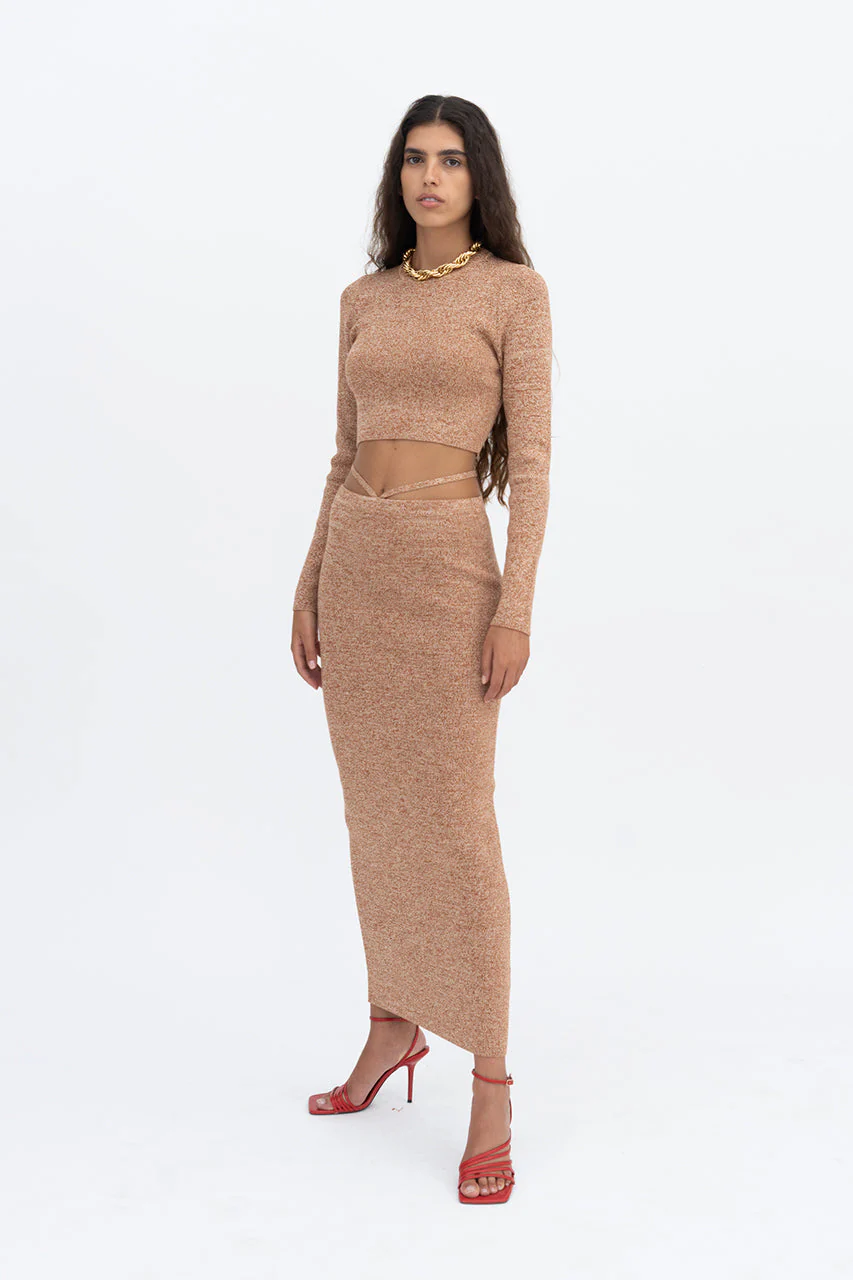 Theda Knit Skirt | Marled Biscotti - Image 2