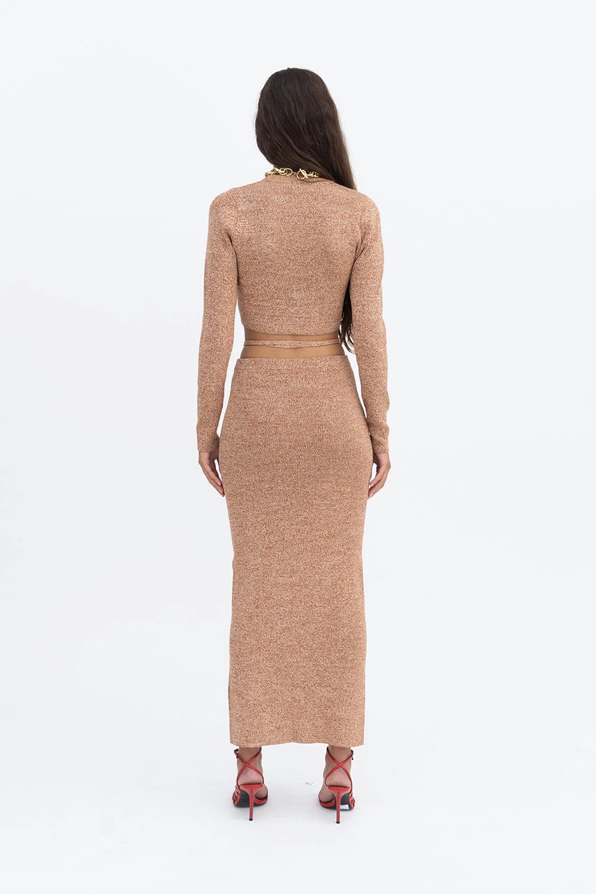 Theda Knit Skirt | Marled Biscotti - Image 3