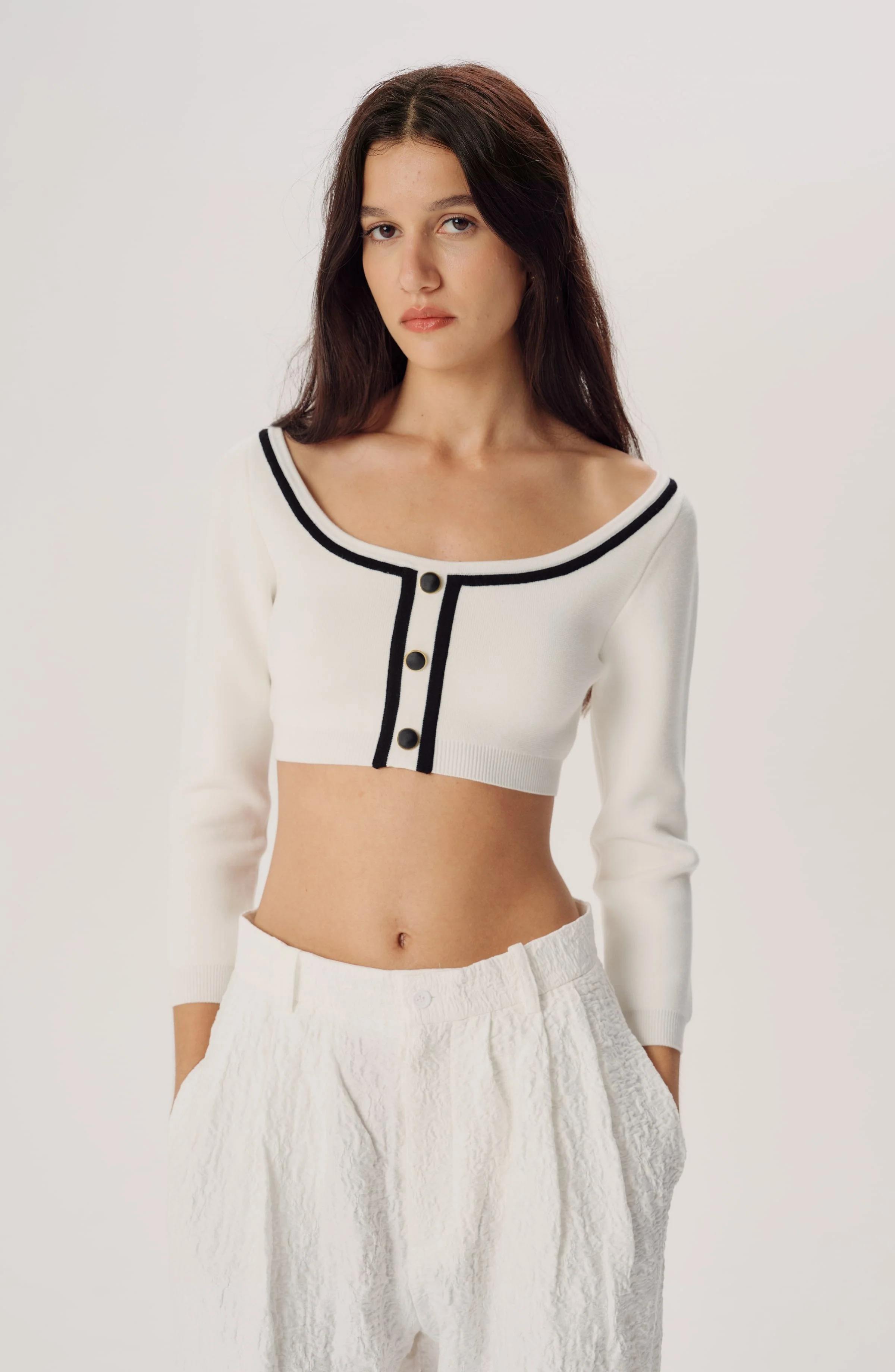 Watkins Knit Cardigan | White Black