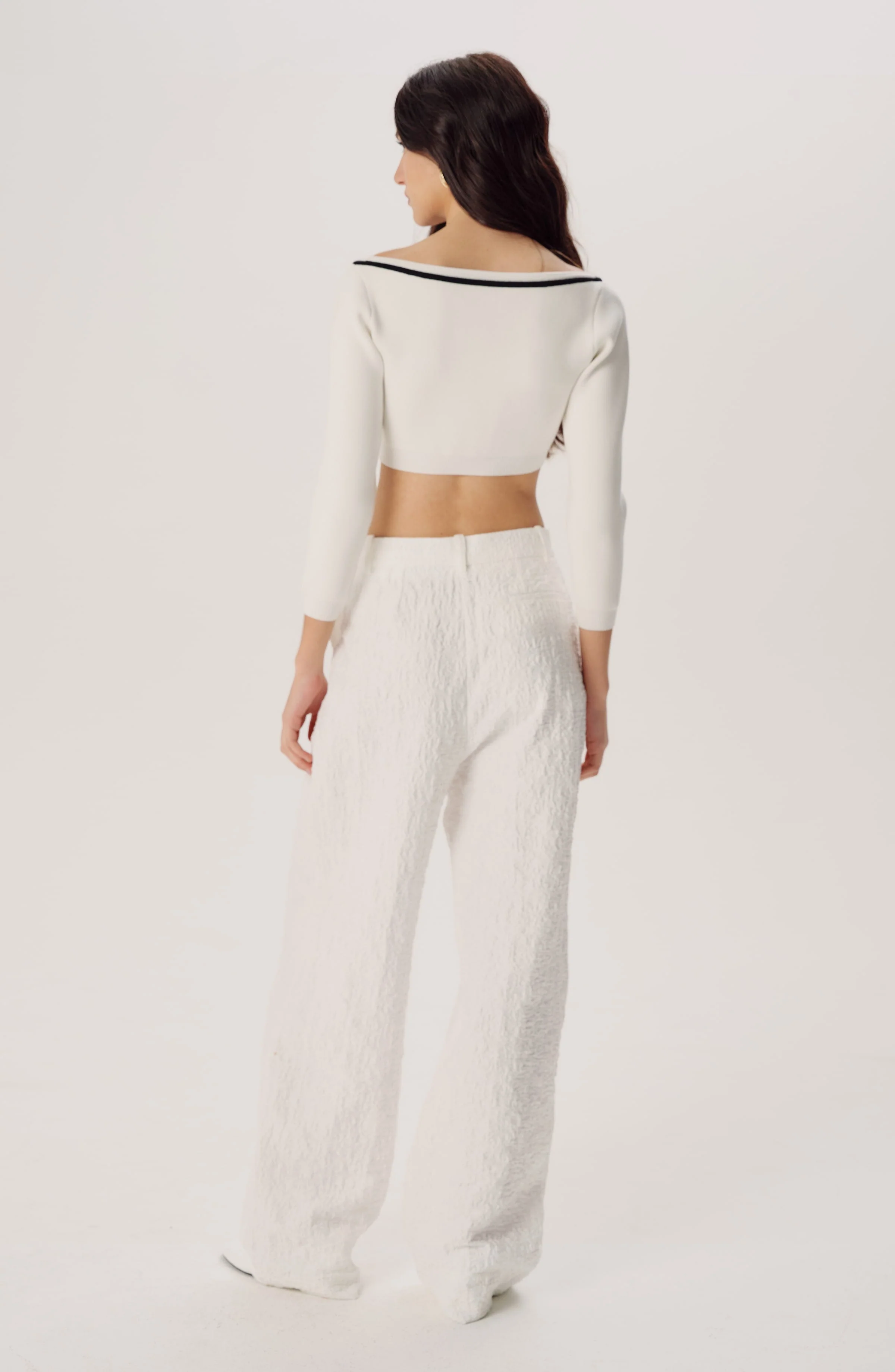 Watkins Knit Cardigan | White Black - Image 3