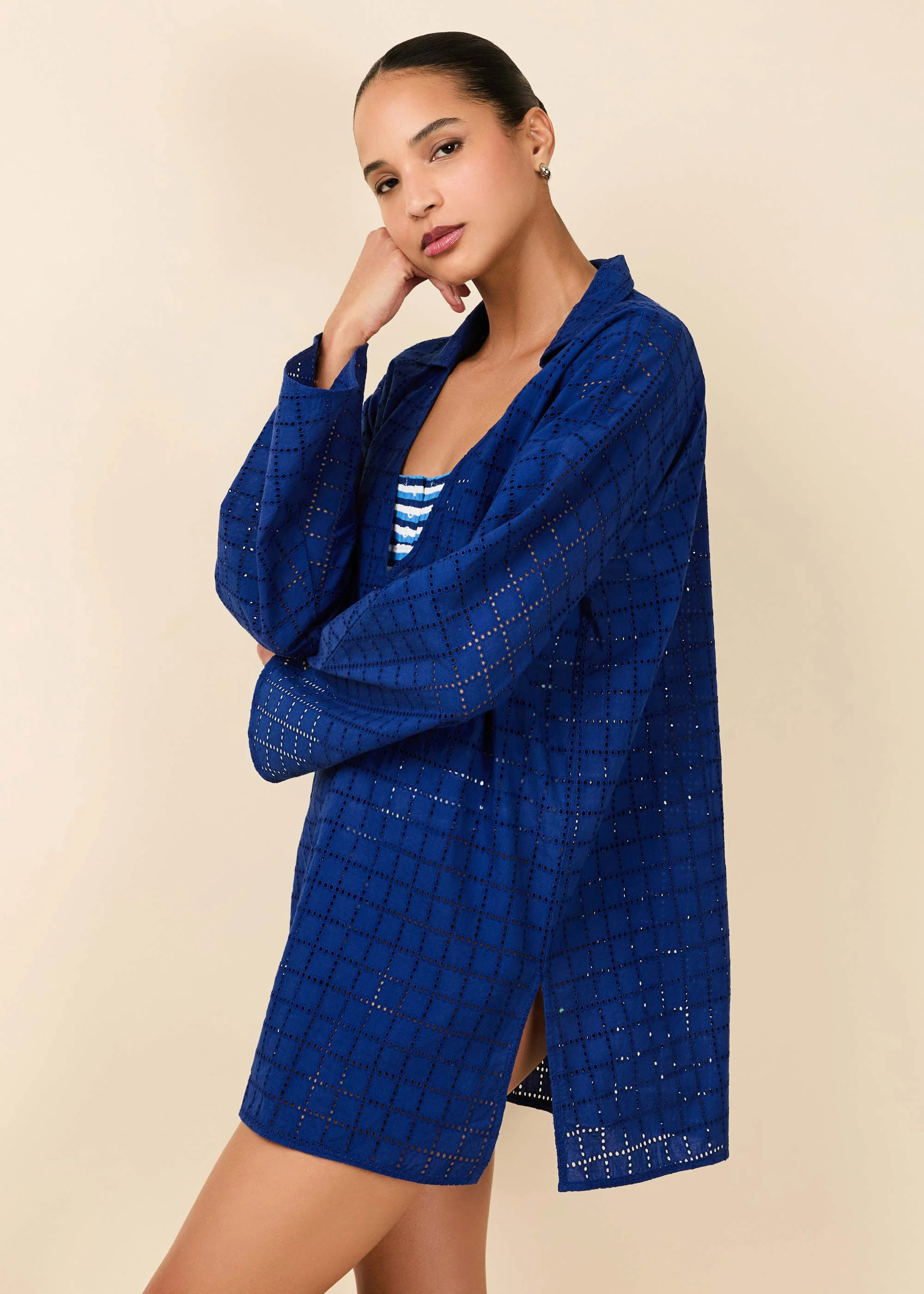 Alba Tunic Grid Eyelet | Maritime Navy - Image 4