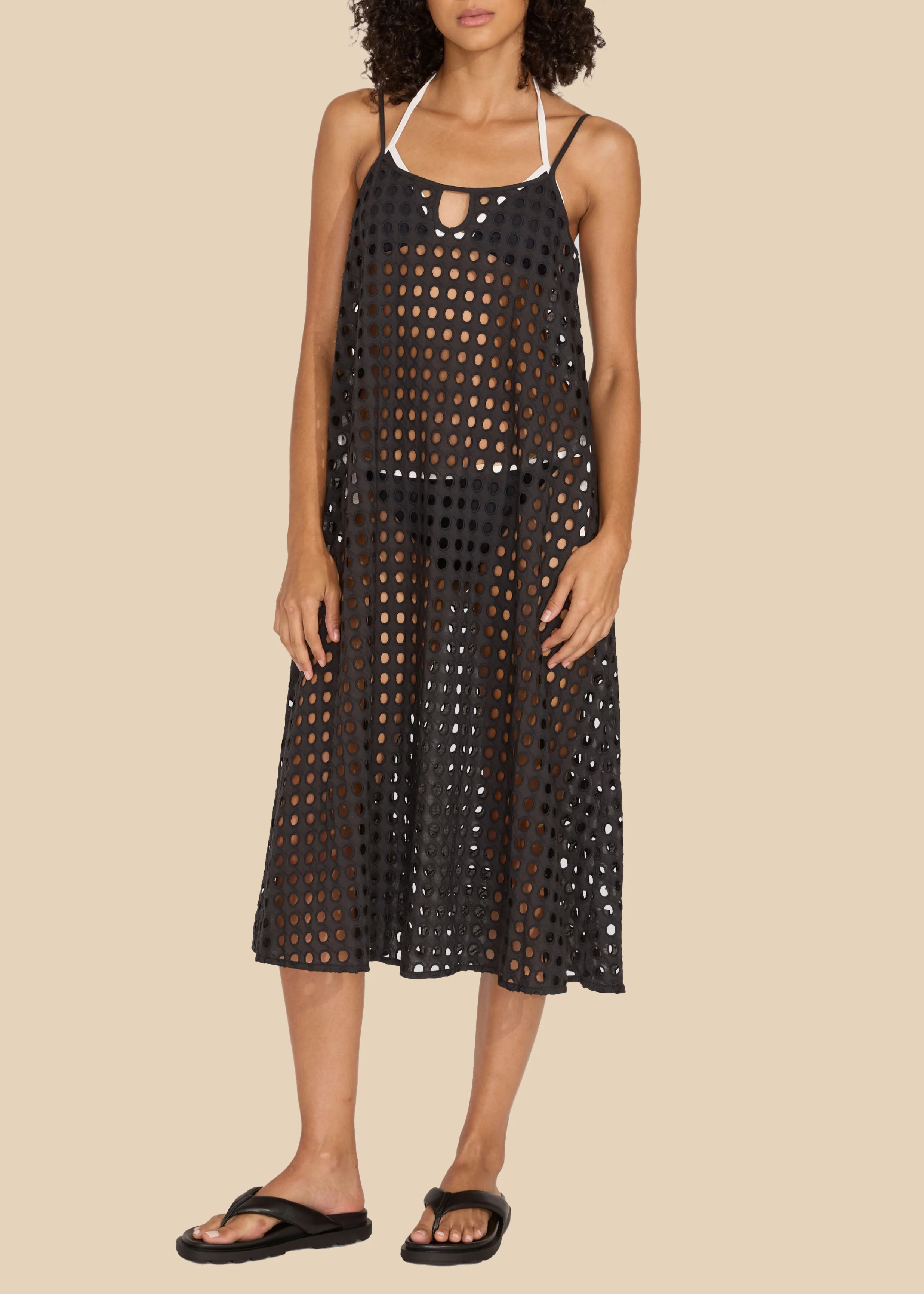 Annika Midi Dress Classic Eyelet | Noir