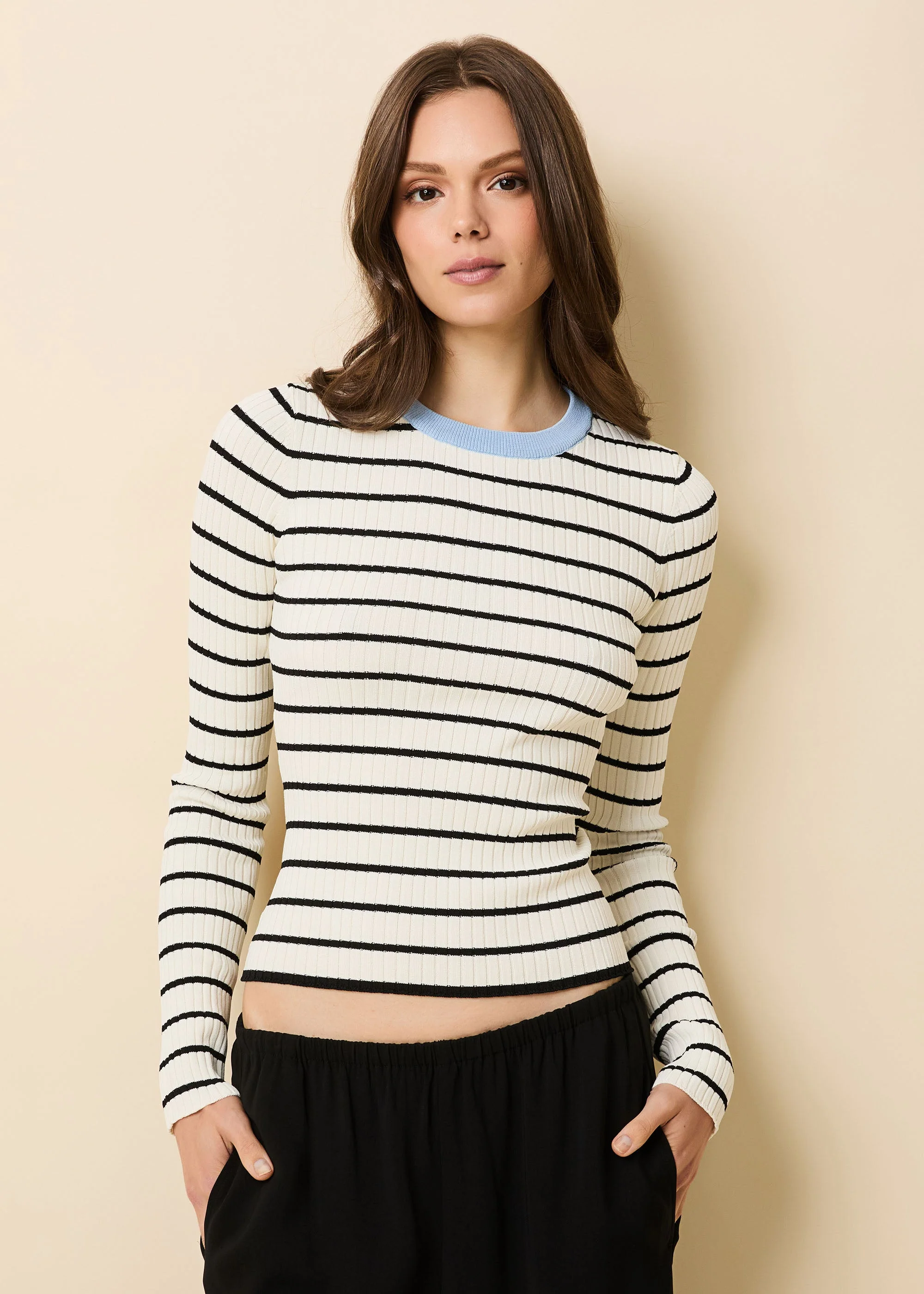 Dora Ribbed Knit Top Brule / Noir S | Brule / Open Water