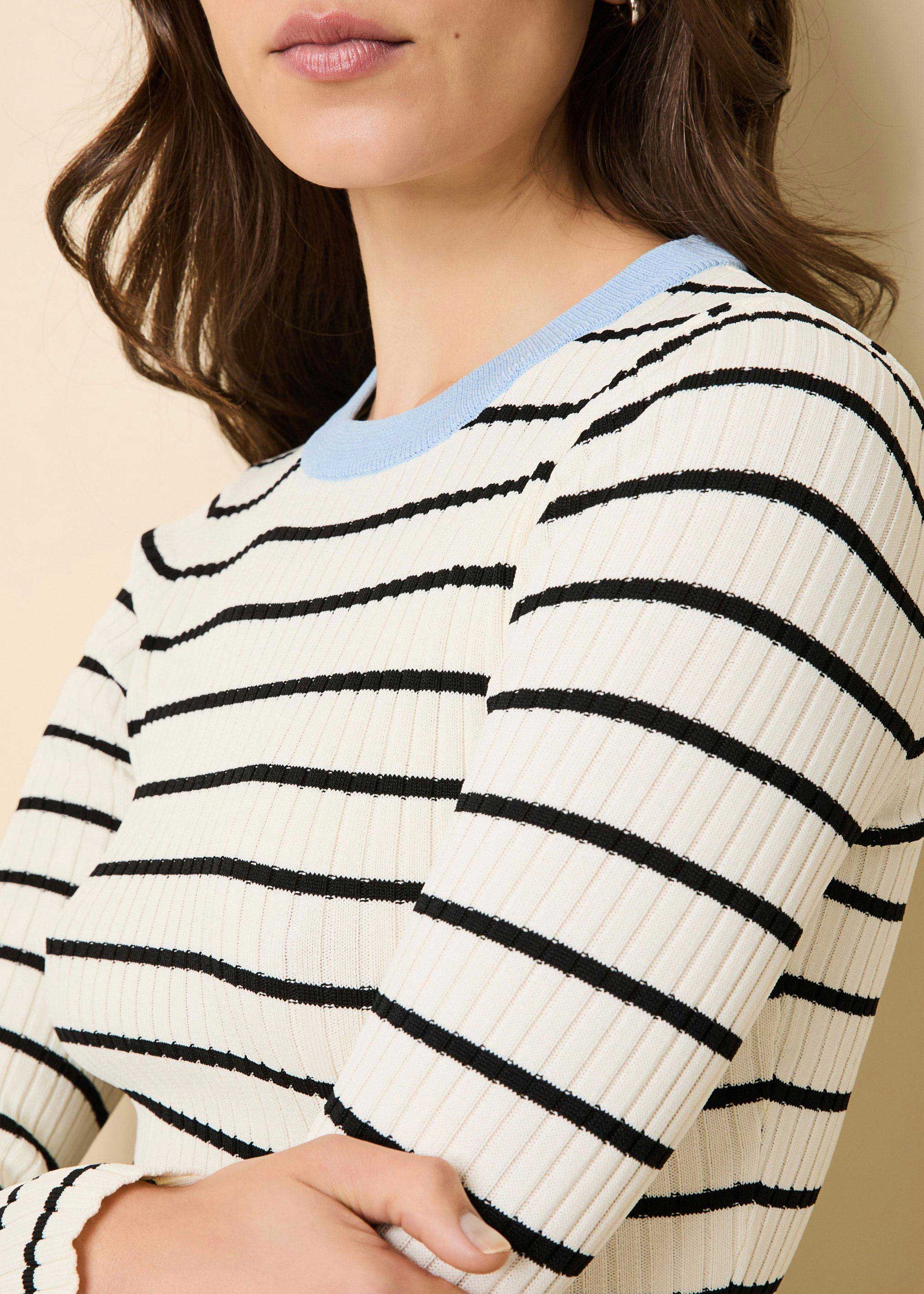 Dora Ribbed Knit Top Brule / Noir S | Brule / Open Water - Image 2