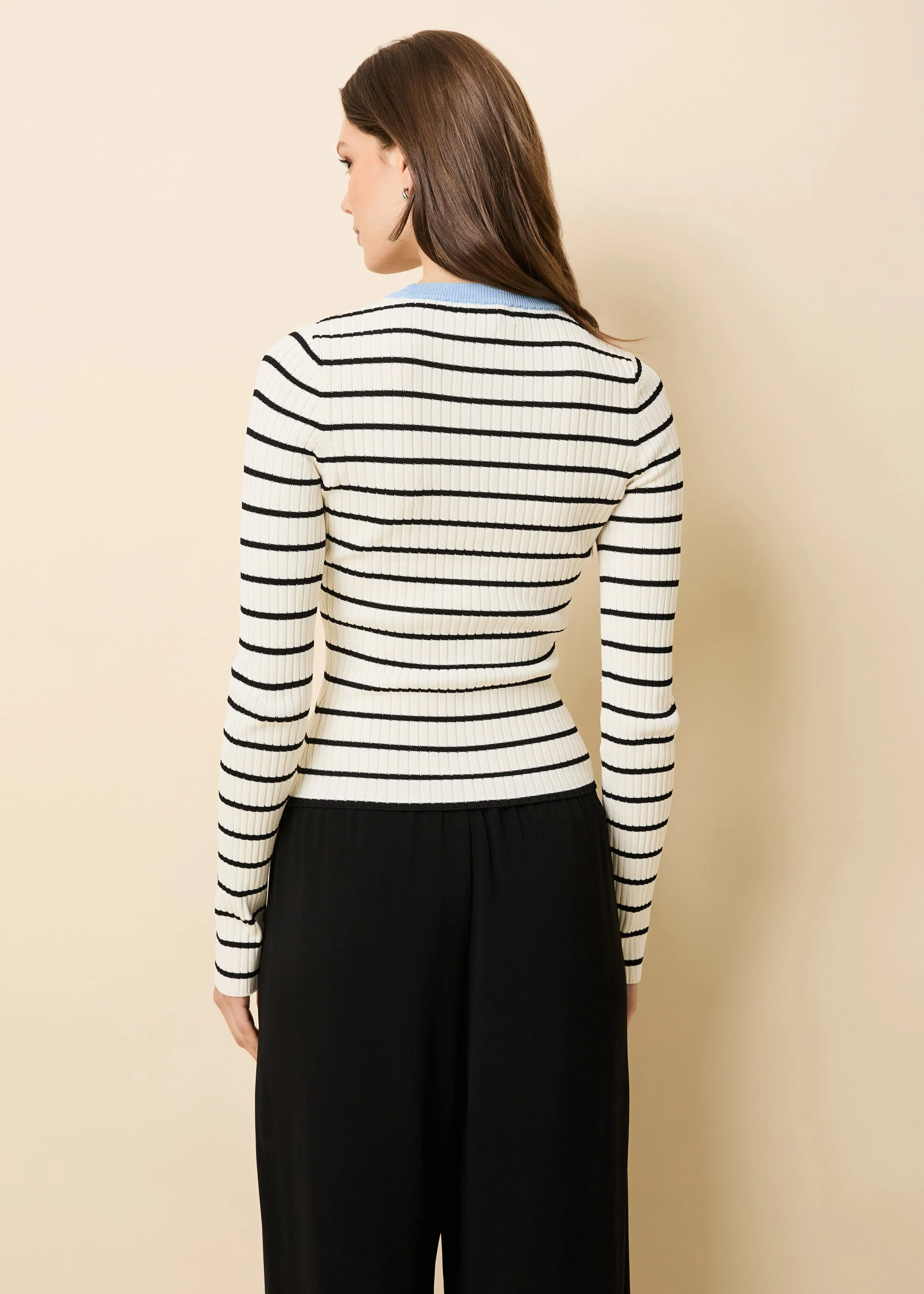 Dora Ribbed Knit Top Brule / Noir S | Brule / Open Water - Image 3