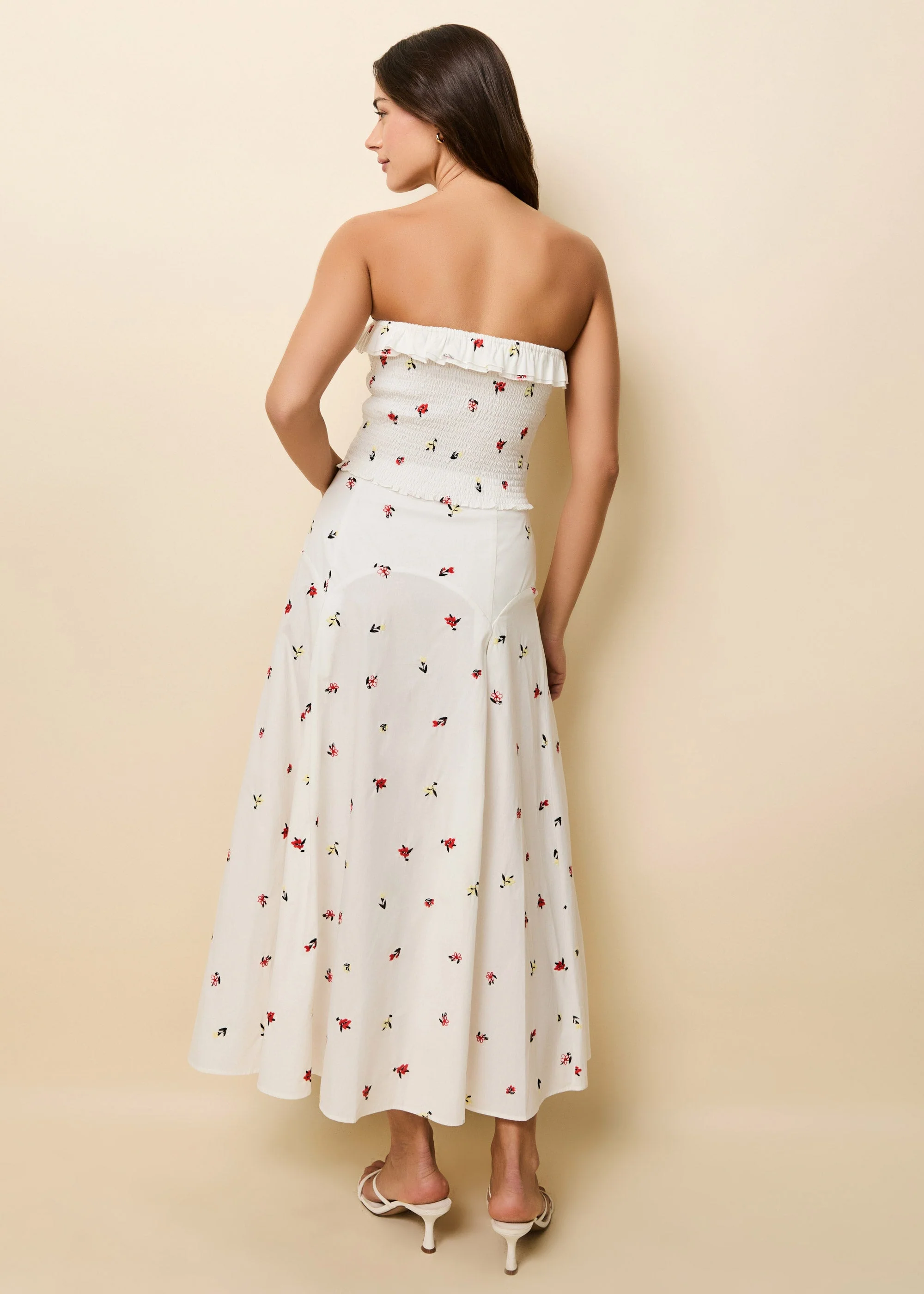 Gael Skirt Poplin Embroidered Floral | Optic White - Image 4