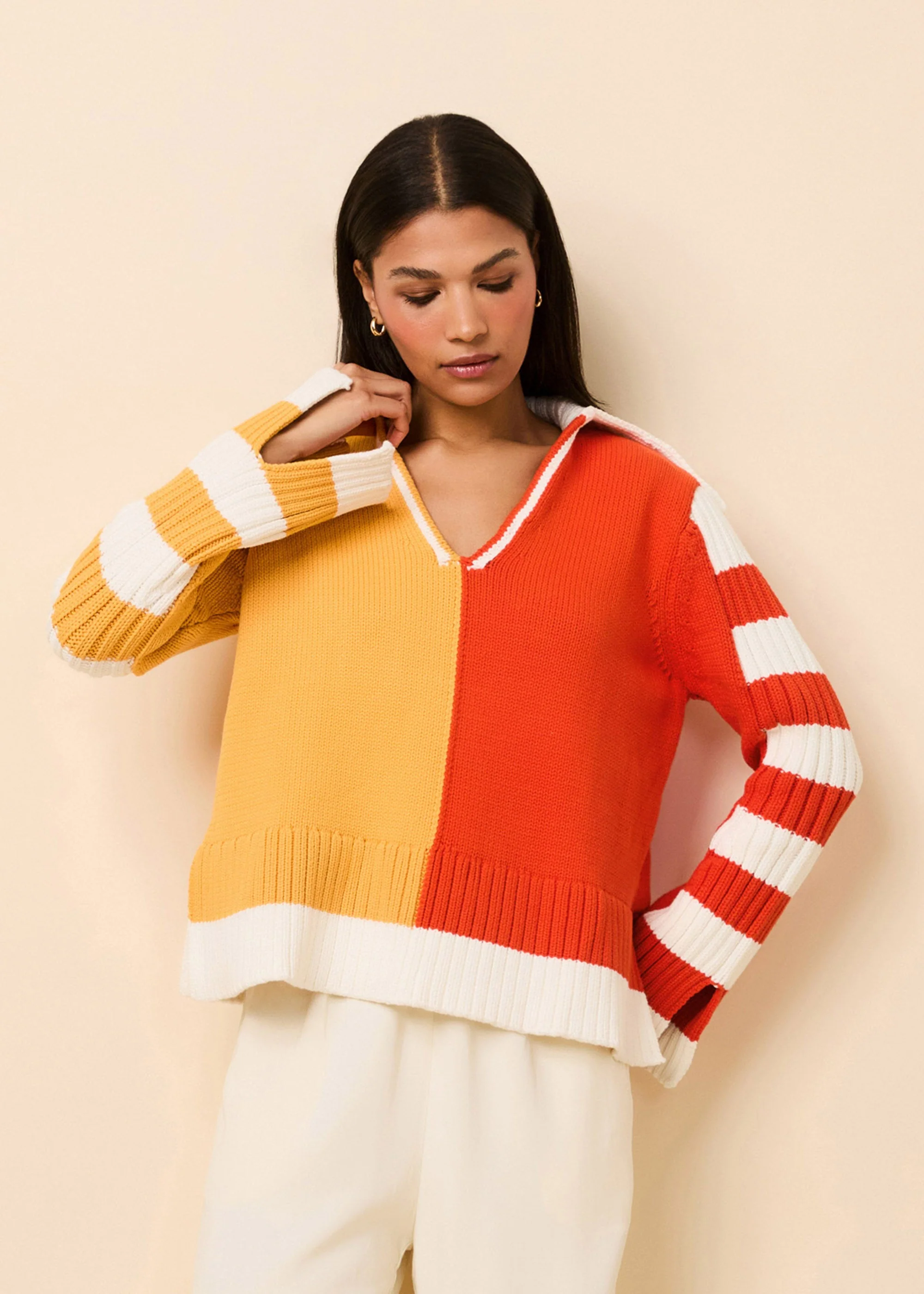Jack Sweater Colorblock | Pineapple / Habanero