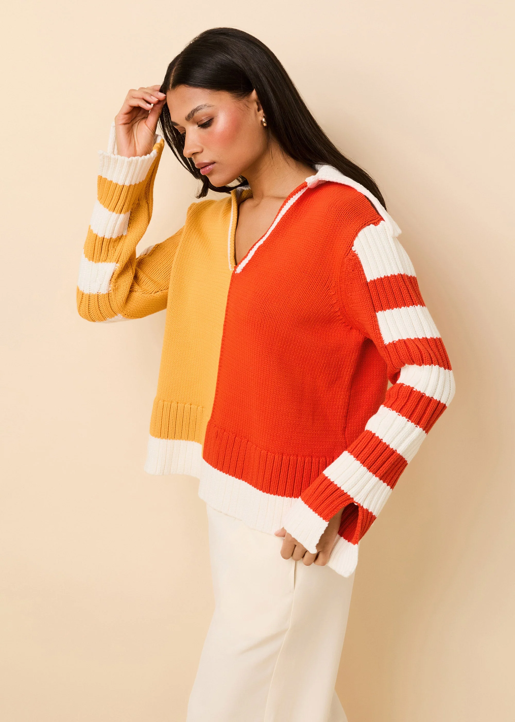 Jack Sweater Colorblock | Pineapple / Habanero - Image 3