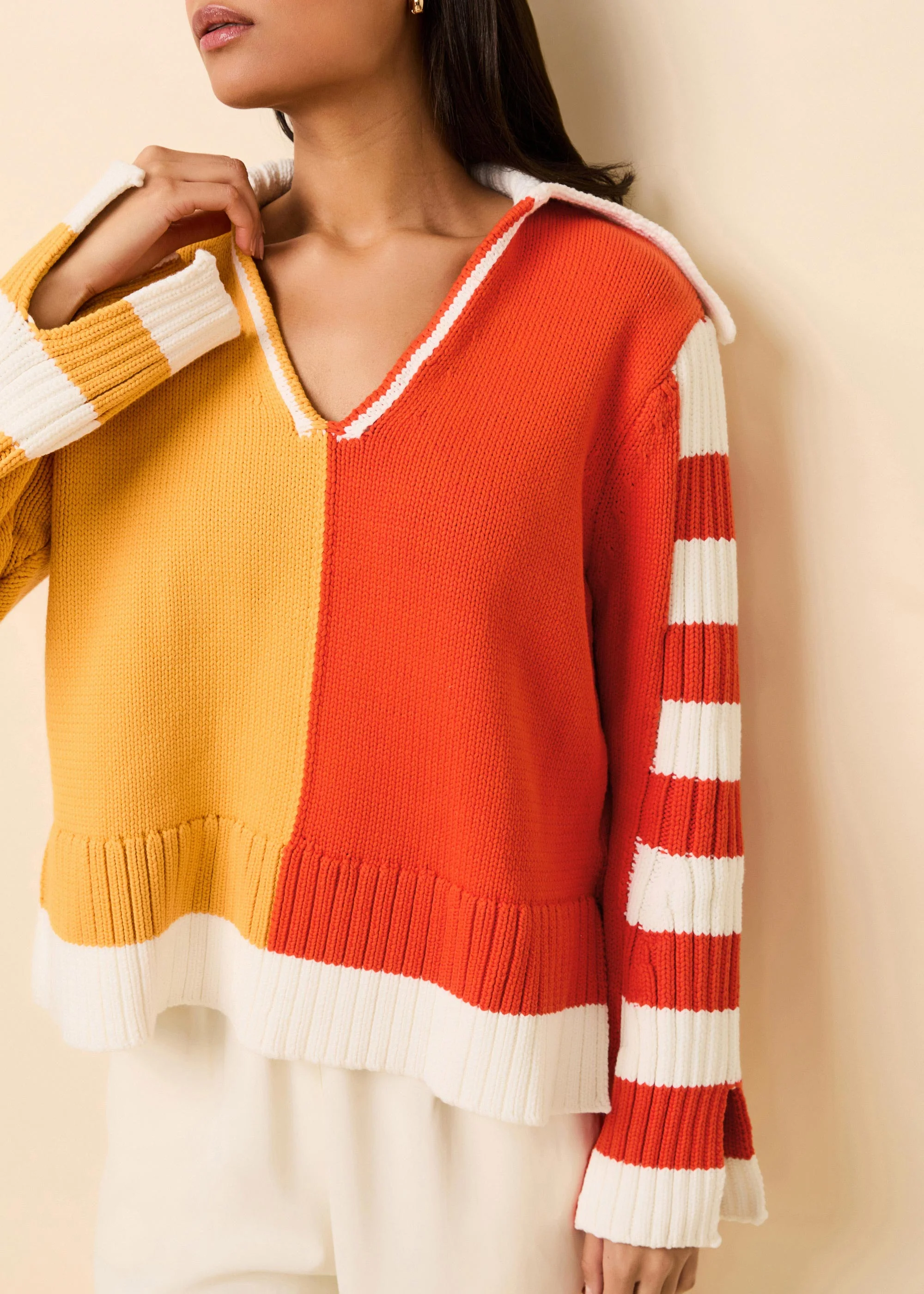 Jack Sweater Colorblock | Pineapple / Habanero - Image 5