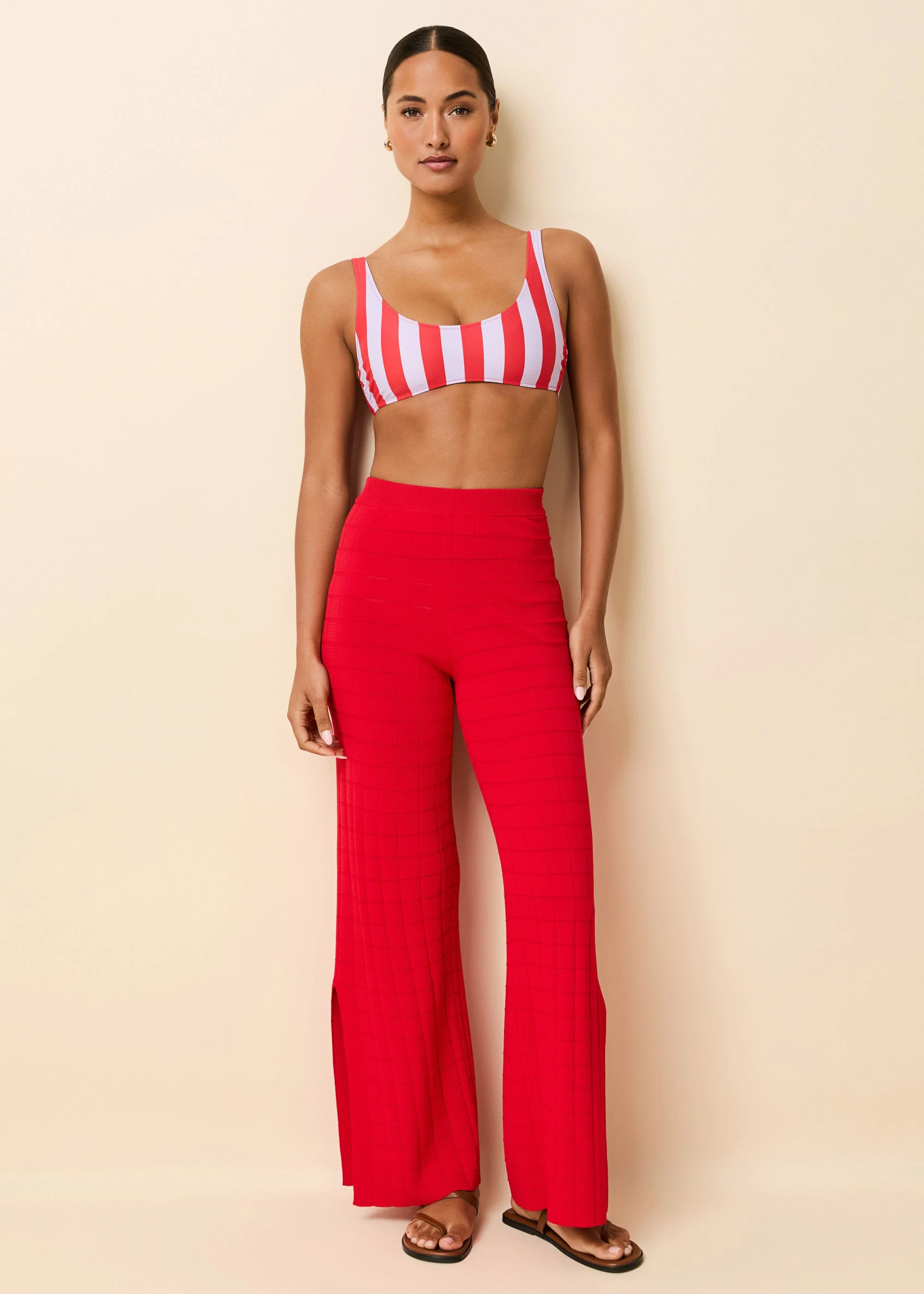 Logan Pant Grid Knit | Lipstick Red - Image 3