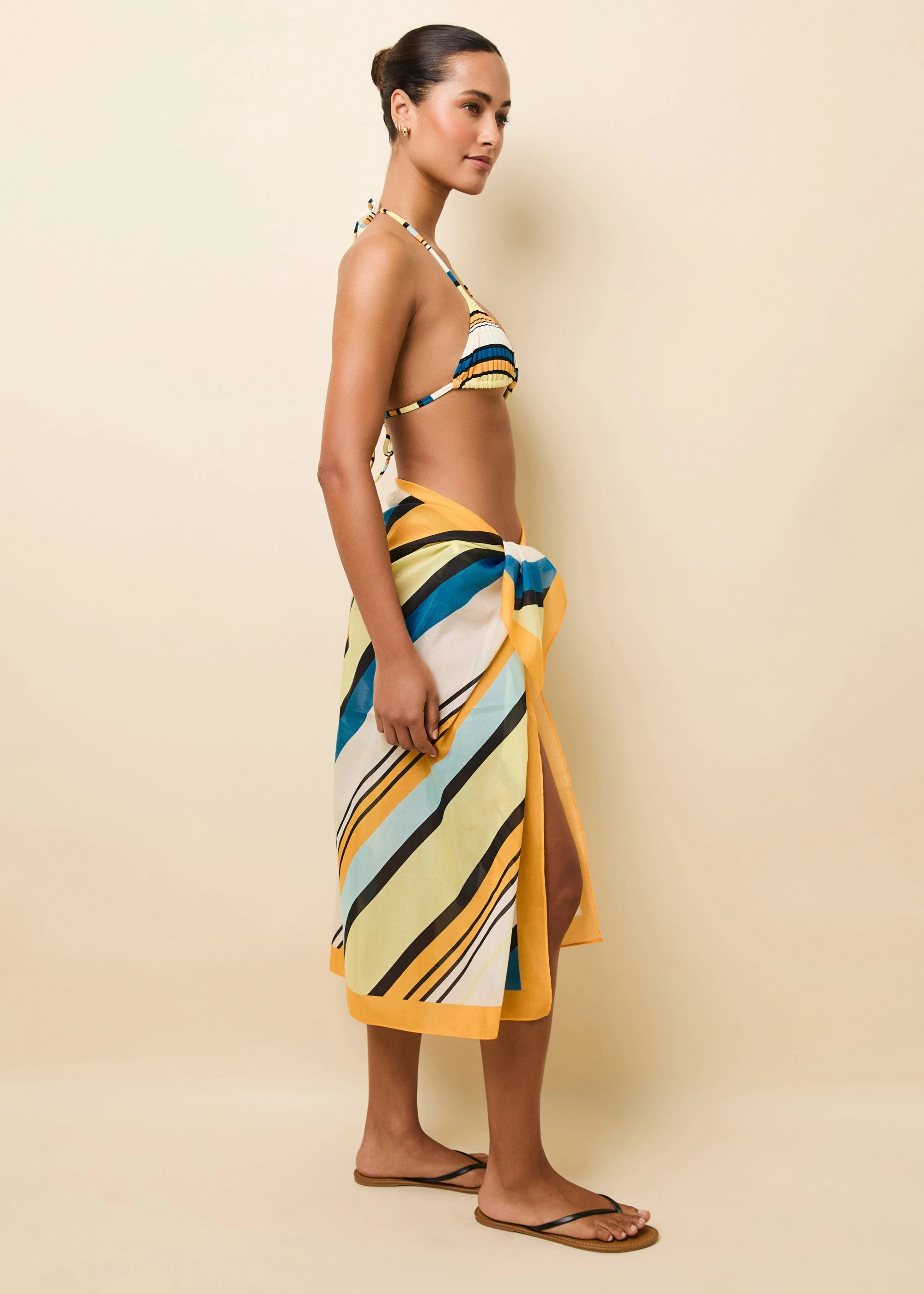 Silk Blend Pareo | Riviera Stripe - Image 3