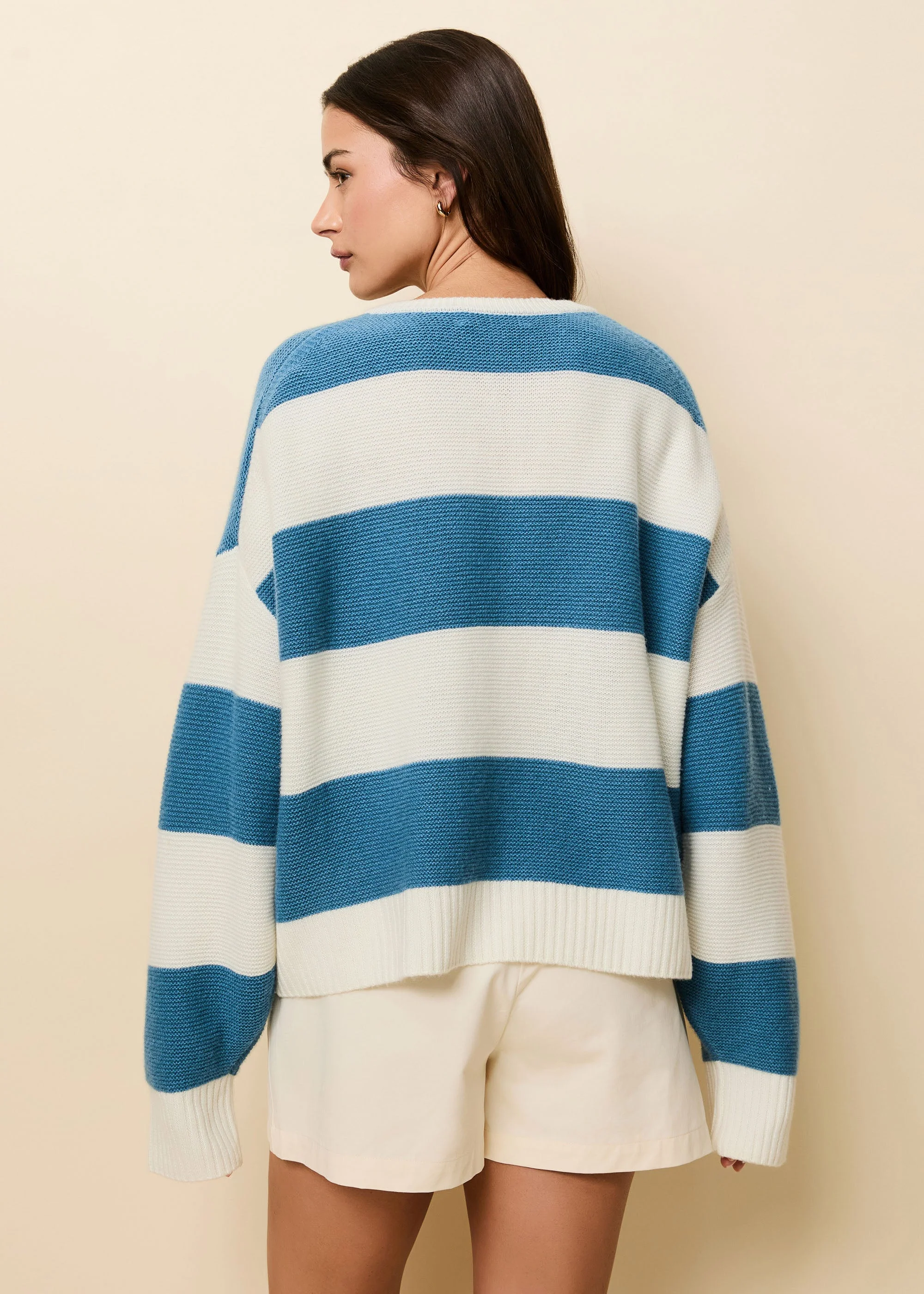 Reva Cashmere Sweater | French Blue / Brule Stripe - Image 2