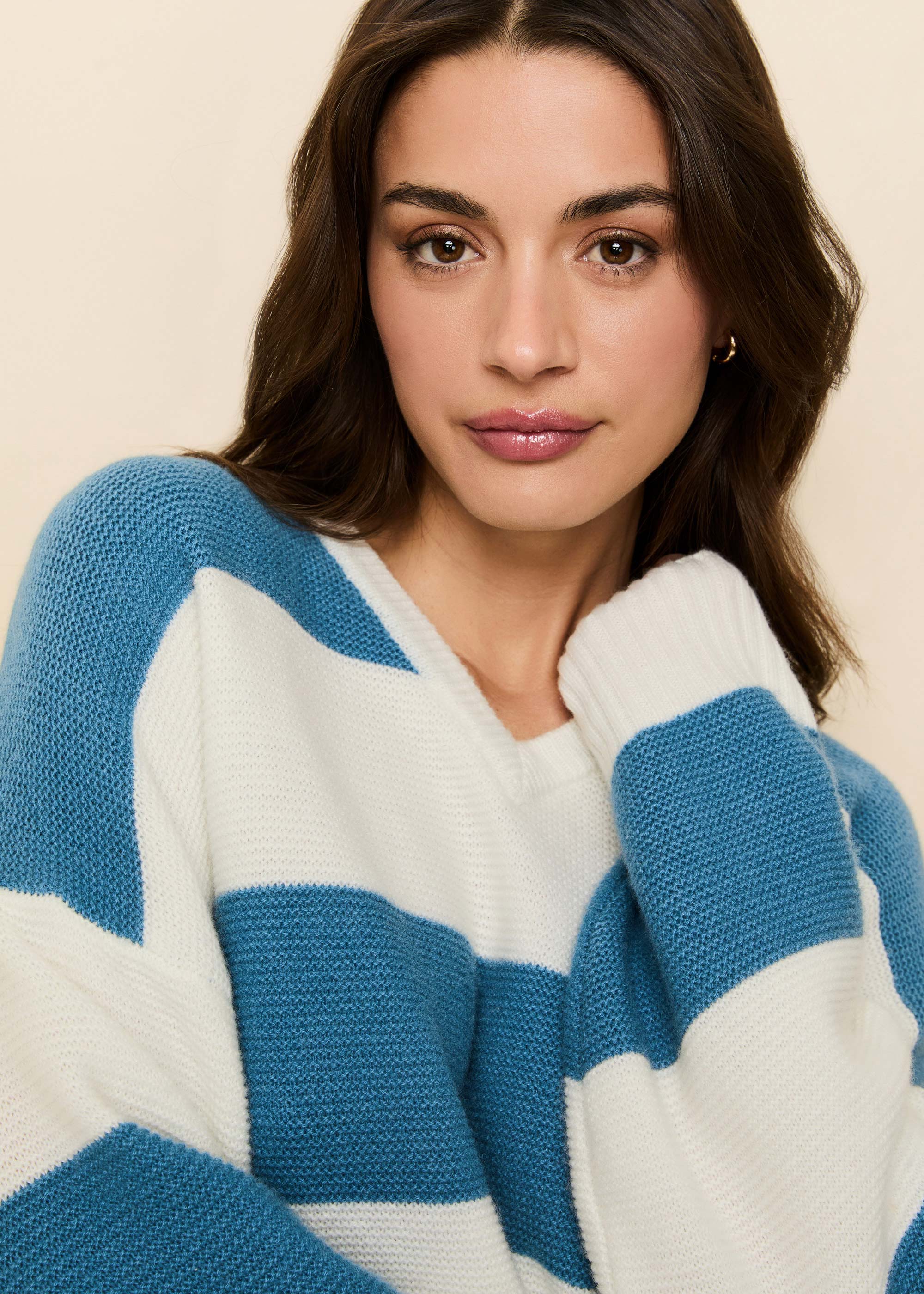 Reva Cashmere Sweater | French Blue / Brule Stripe - Image 4