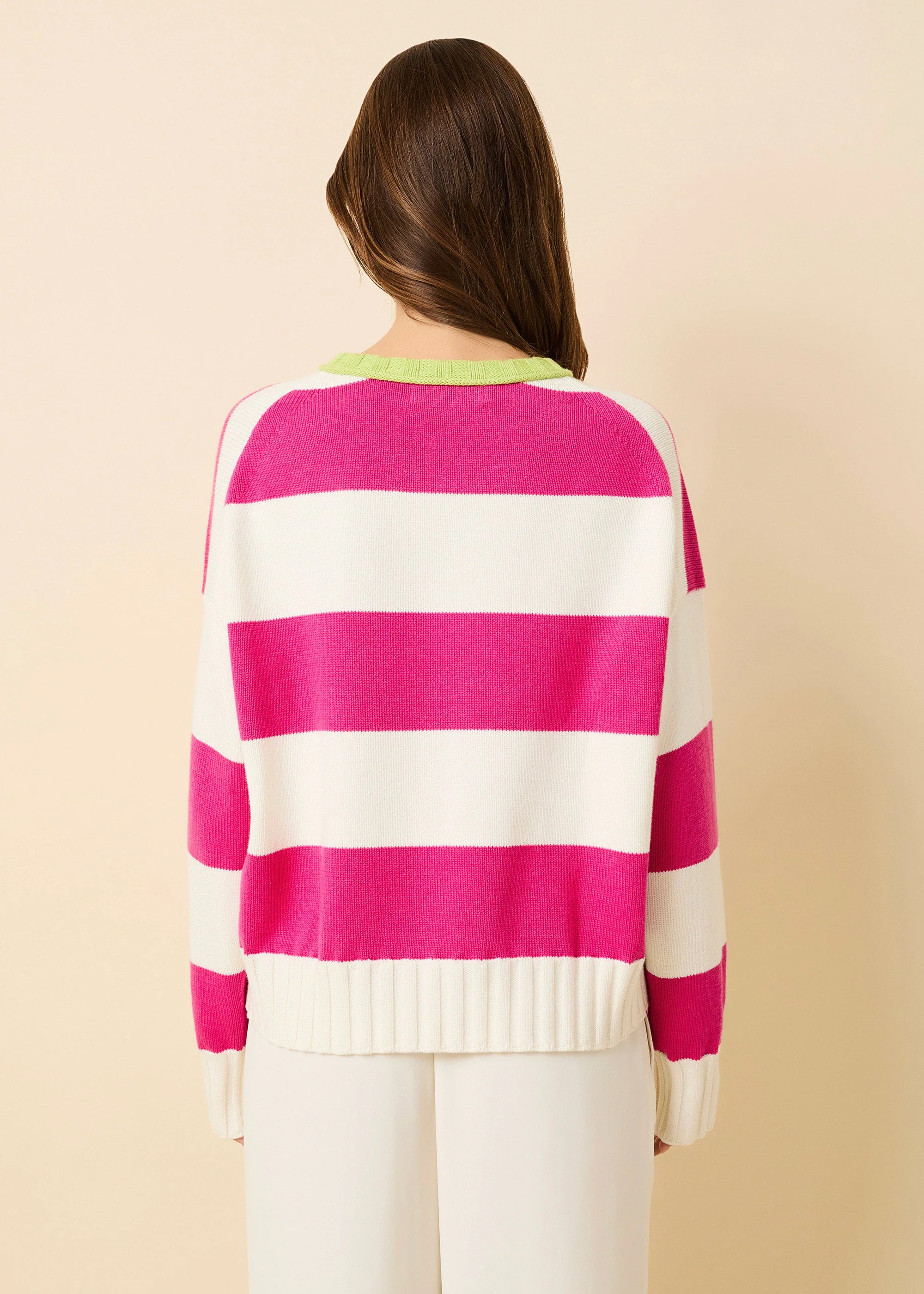 Reva Sweater Cotton Paradis | Paradise Pink / Sour Apple - Image 3
