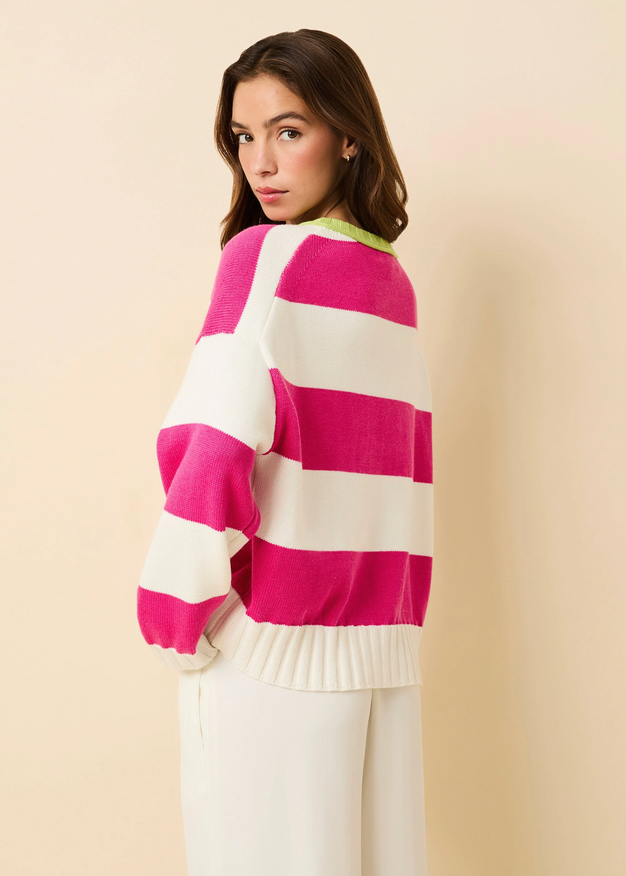Reva Sweater Cotton Paradis | Paradise Pink / Sour Apple - Image 4