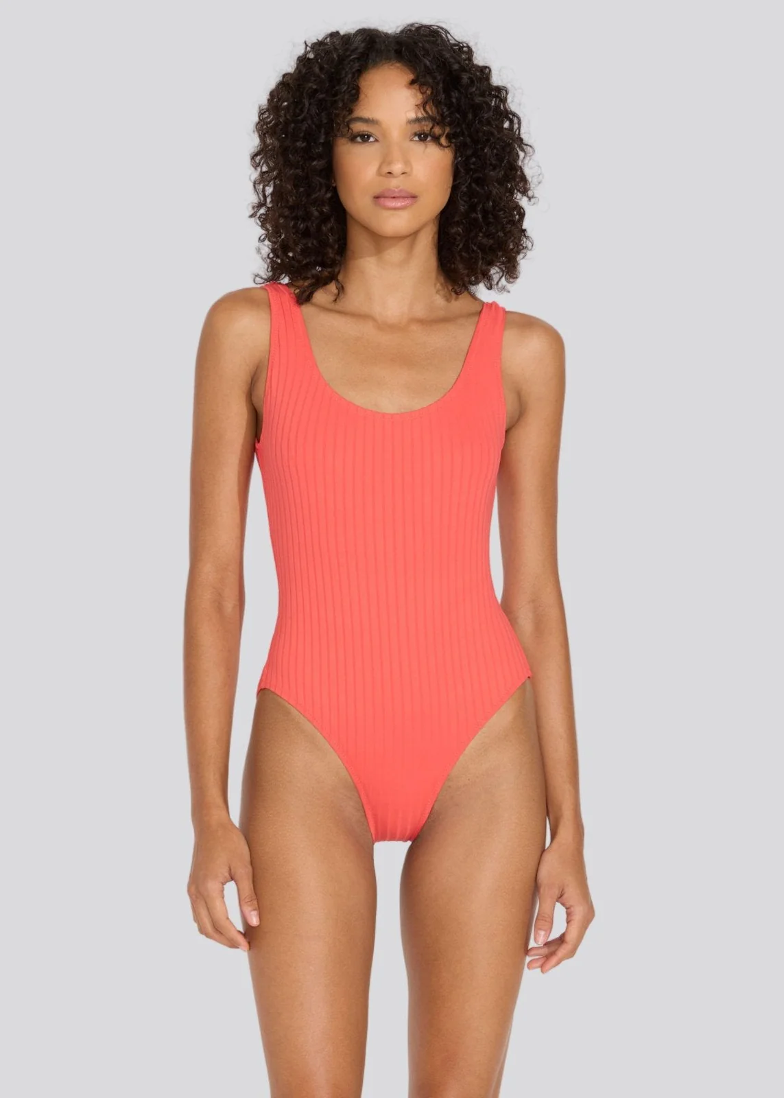 Anne-Marie Ribbed One Piece | Hot Coral
