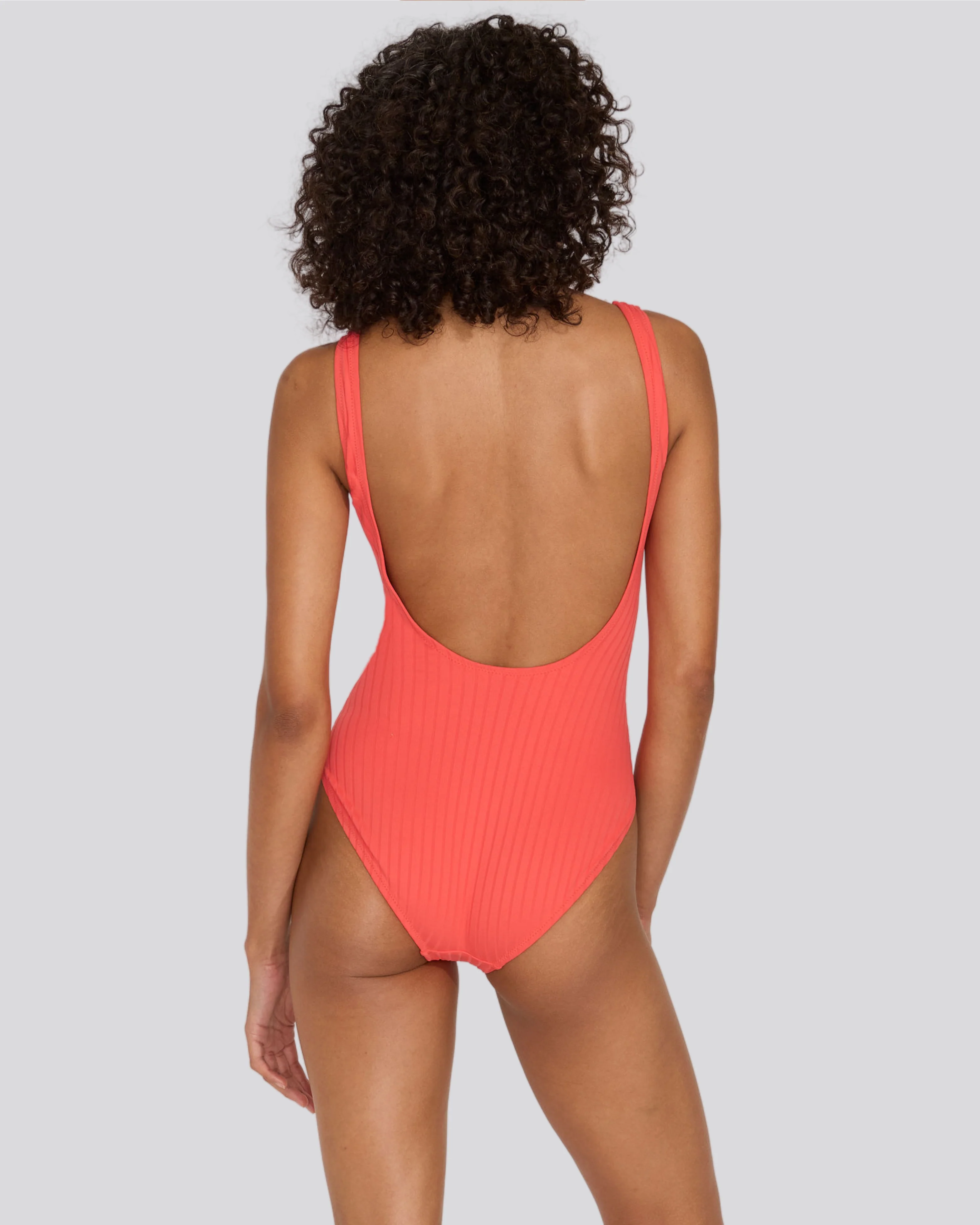 Anne-Marie Ribbed One Piece | Hot Coral - Image 3