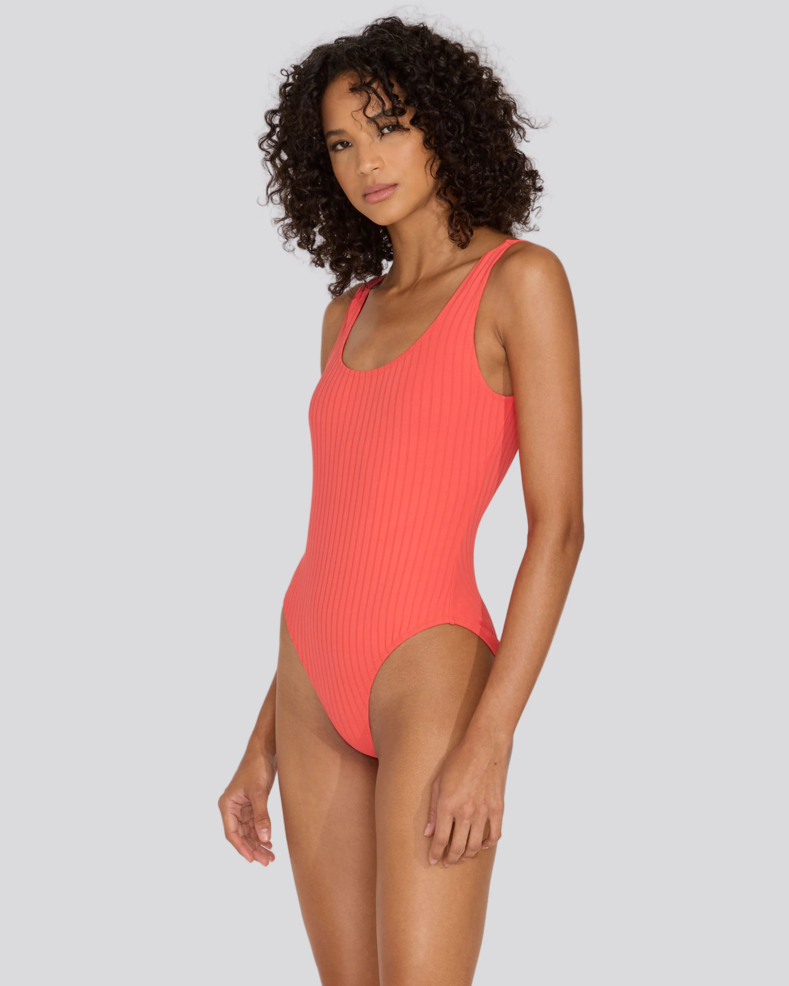 Anne-Marie Ribbed One Piece | Hot Coral - Image 4
